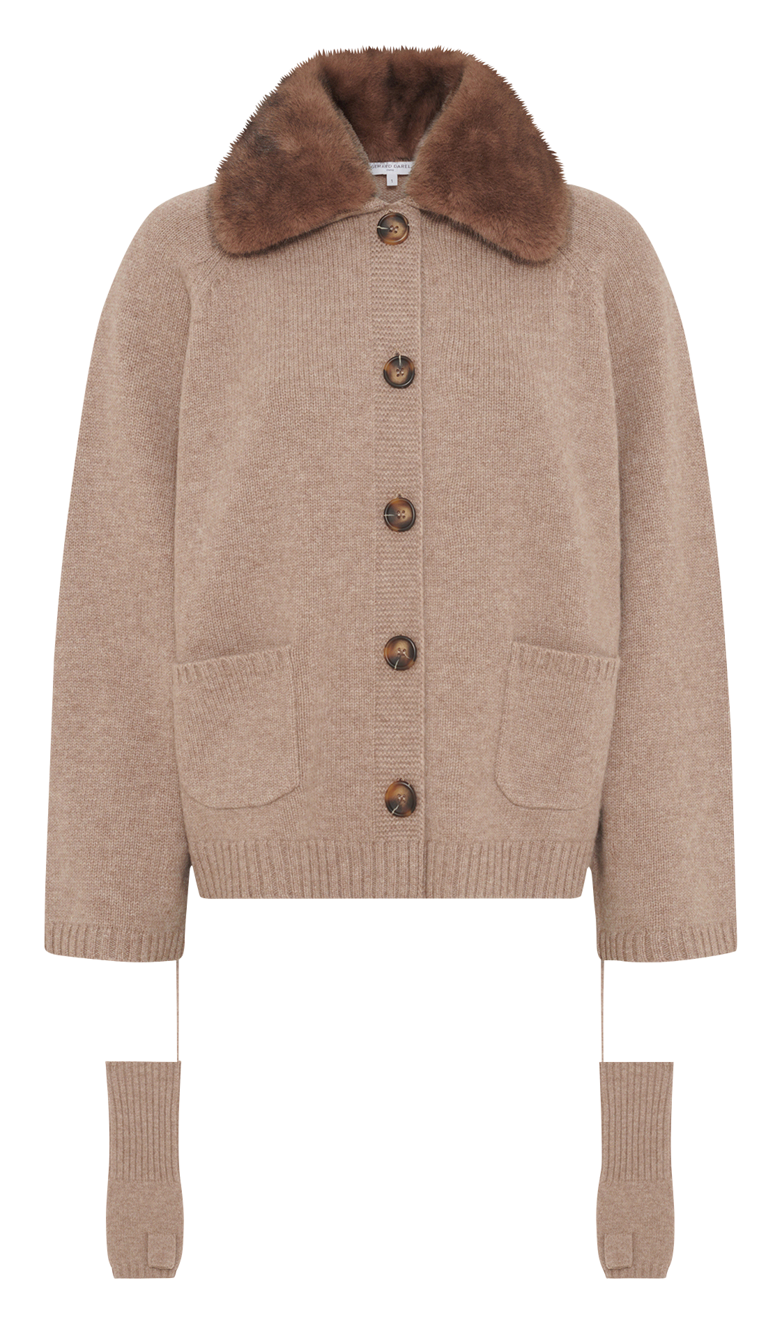 Gilet col effet fourrure en cachemire GERARD DAREL Beige
