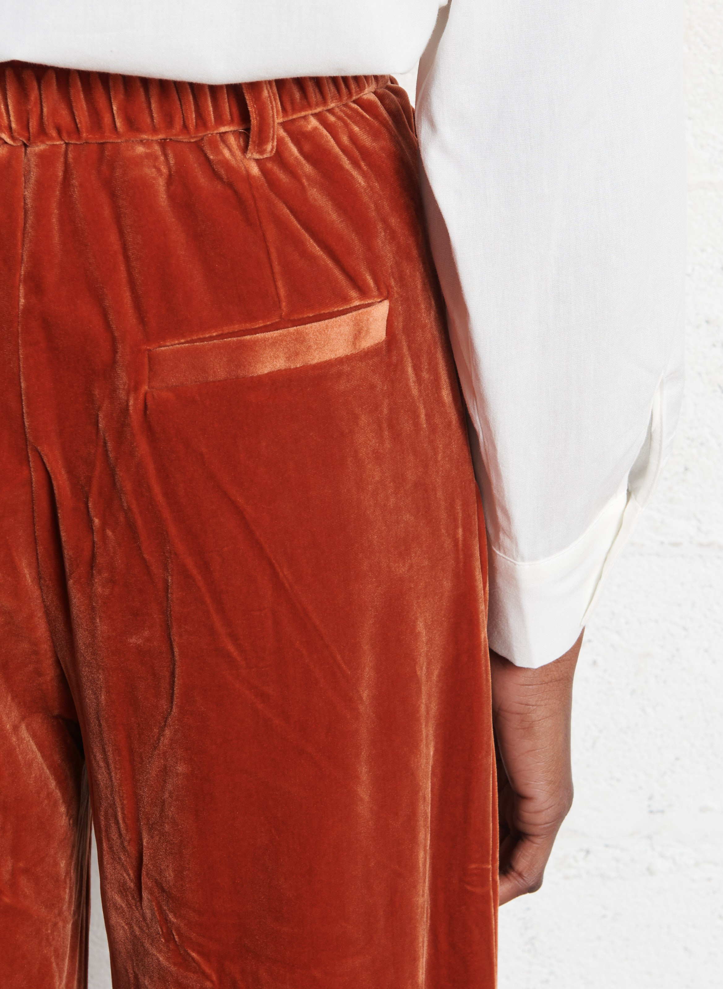 Lace and velvet mixed-media panties SEE U SOON Orange