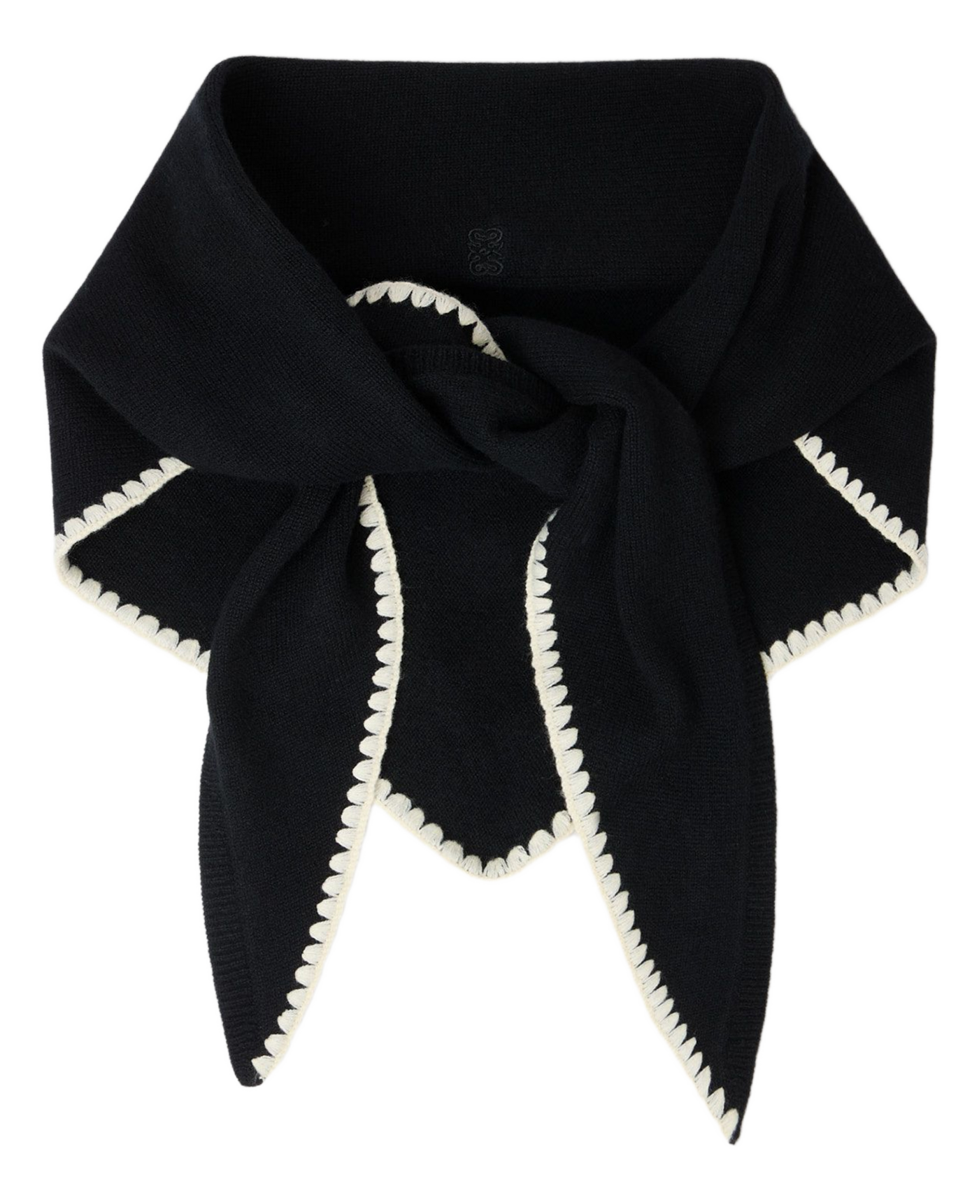 Echarpe triangle en laine et cachemire SANDRO Noir
