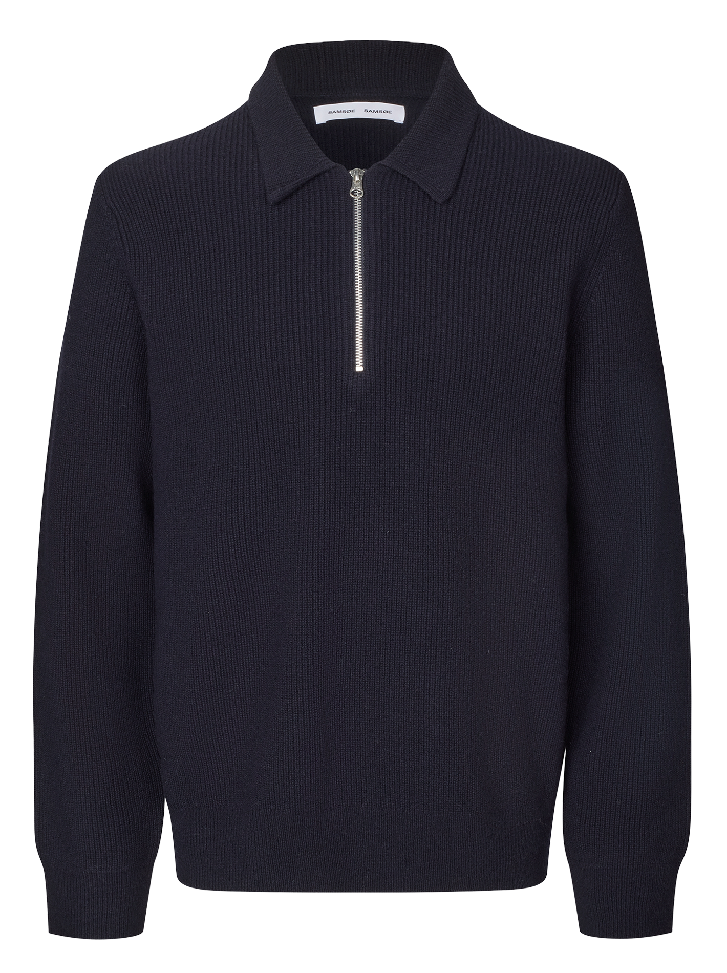 Pull polo en laine mérinos  SAMSOE SAMSOE Bleu