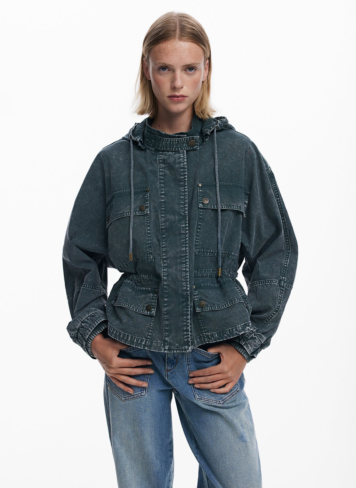 Veste style parka unie à capuche DESIGUAL Vert