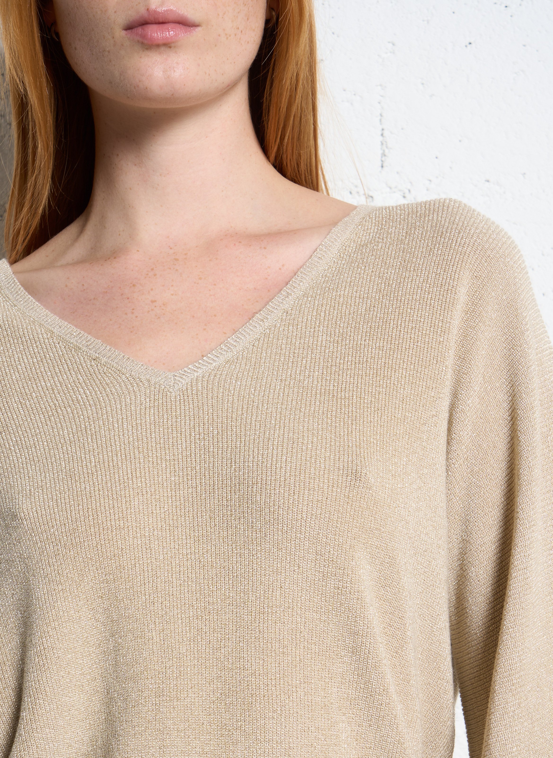 Pull ample pailleté manches chauve-souris  SUD EXPRESS Doré