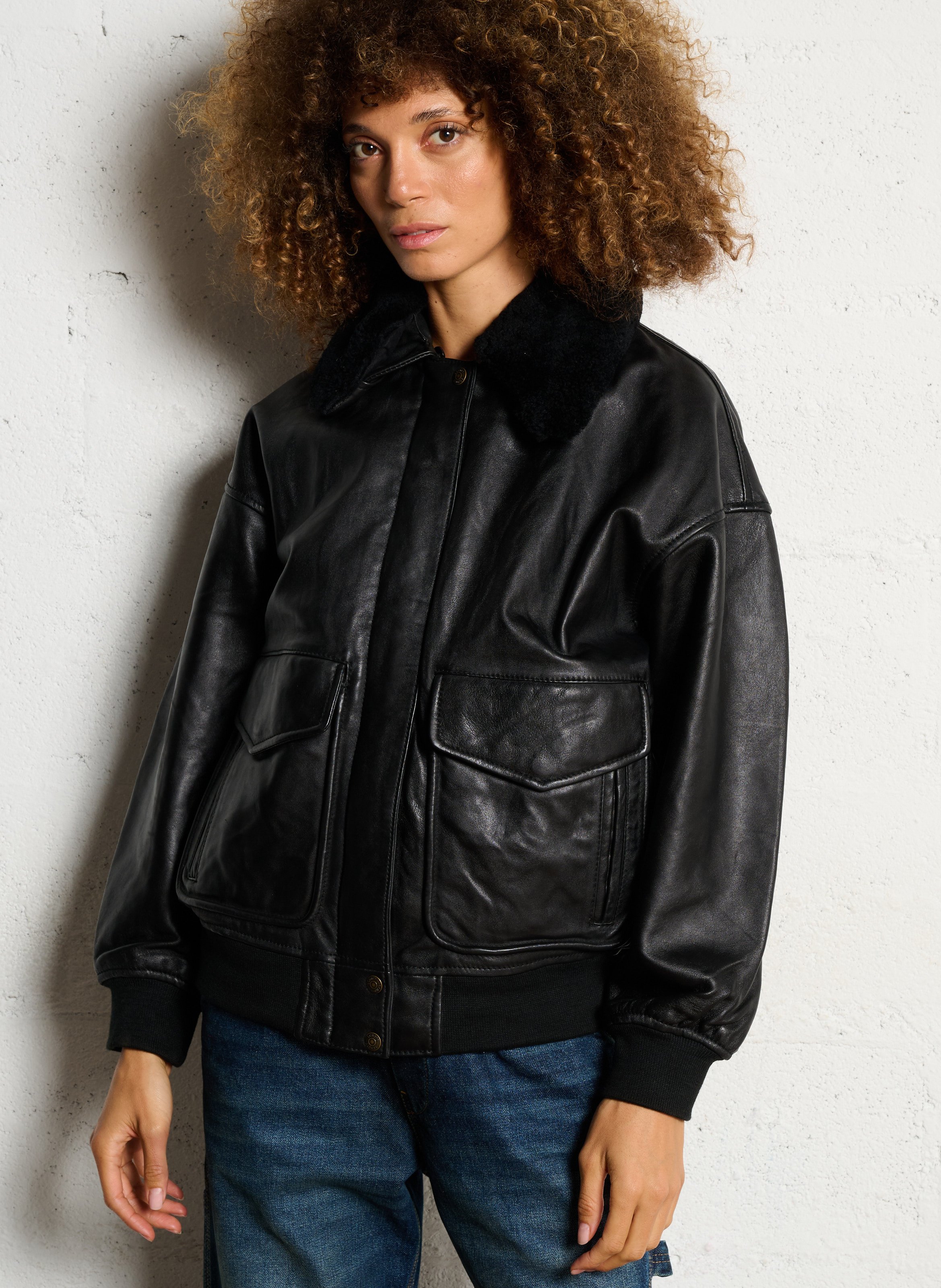 Blouson en cuir  SCHOTT Noir