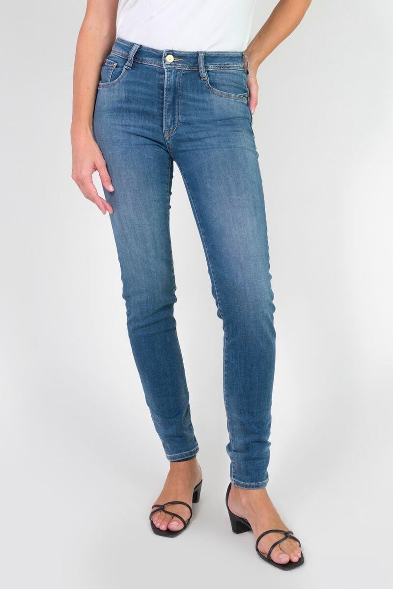 High-waisted push-up jeans, length 34 LE TEMPS DES CERISES Blue