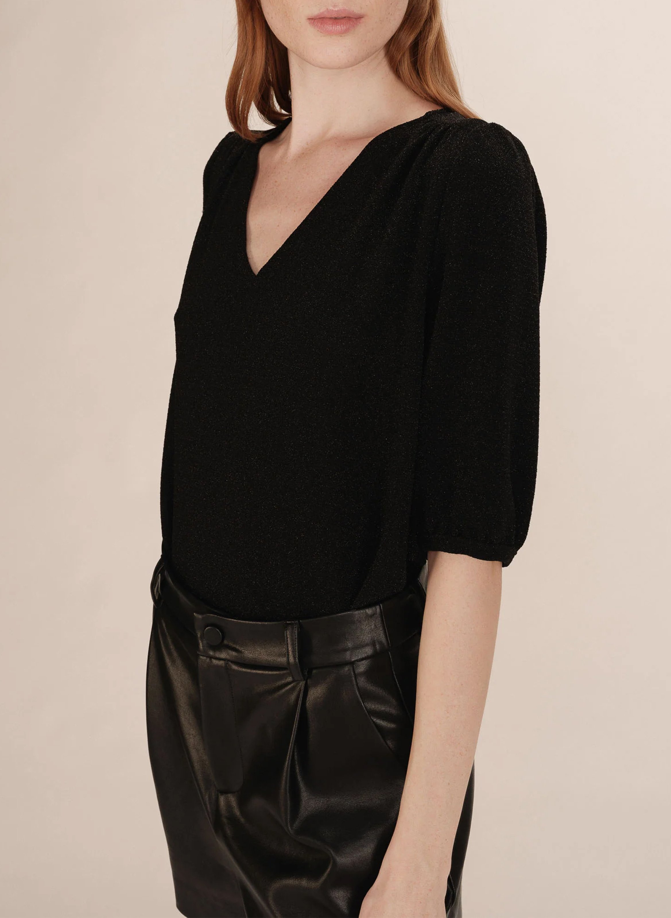 Blouse col V GRACE ET MILA Noir