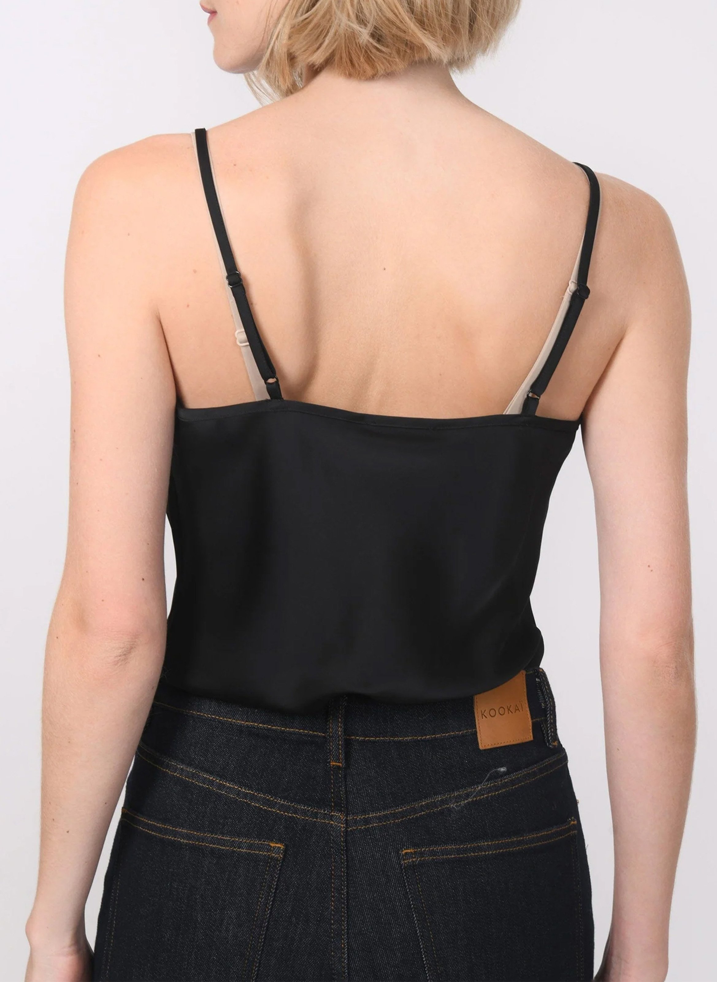 Kanten hemdje in effen kleur met bandjes KOOKAI Zwart