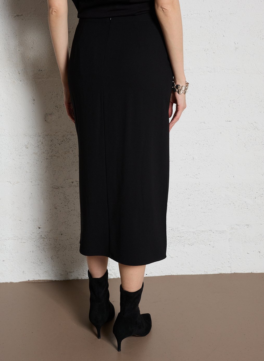 Straight midi skirt with rhinestones LA PETITE ETOILE Black