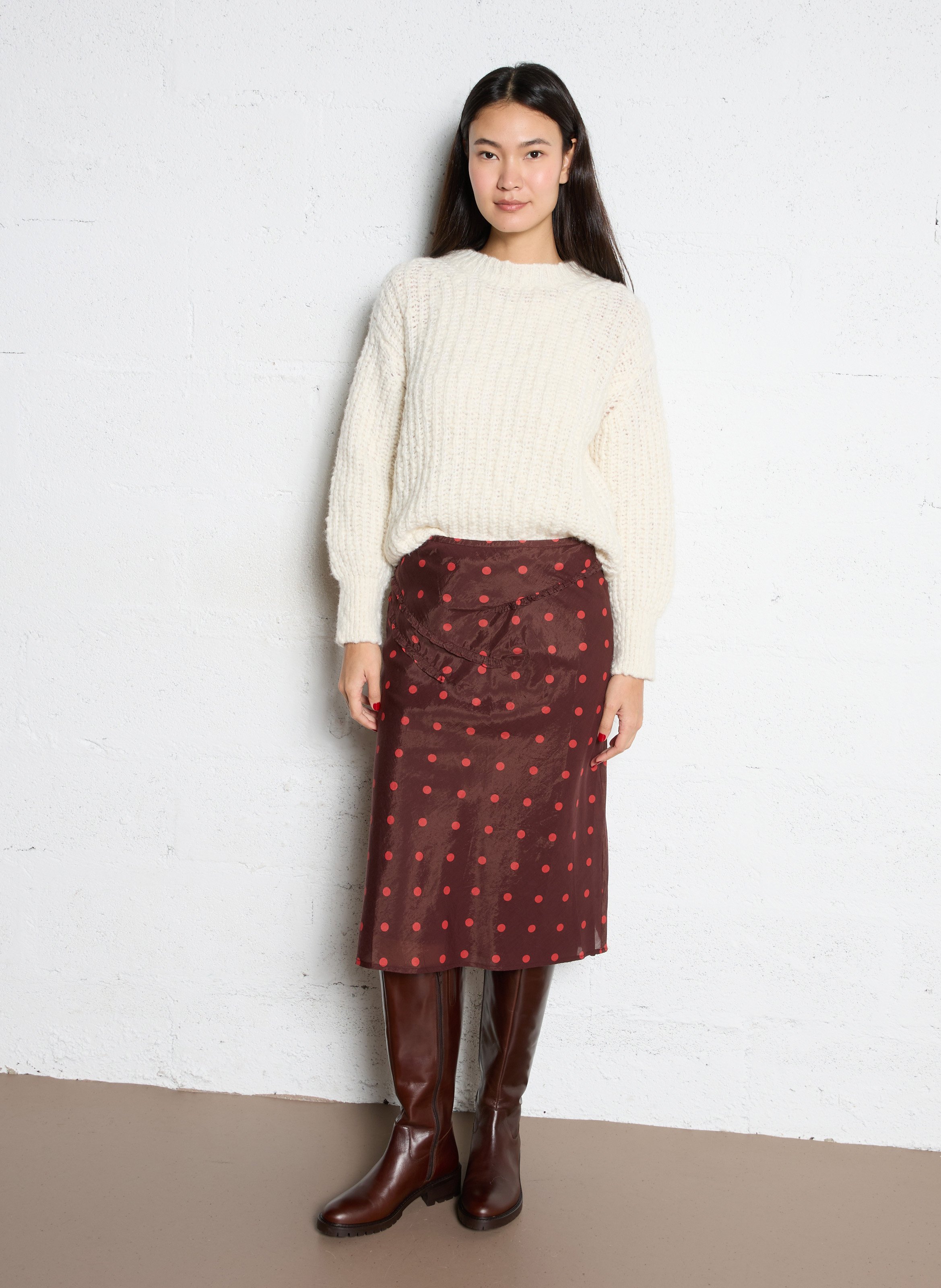 Bottes mollets larges en cuir MELLOW YELLOW Marron