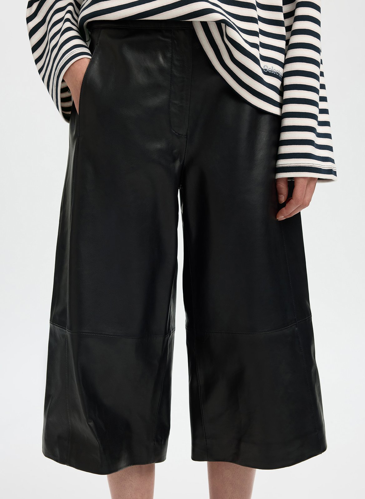 Bermudashorts aus Leder SELECTED Schwarz