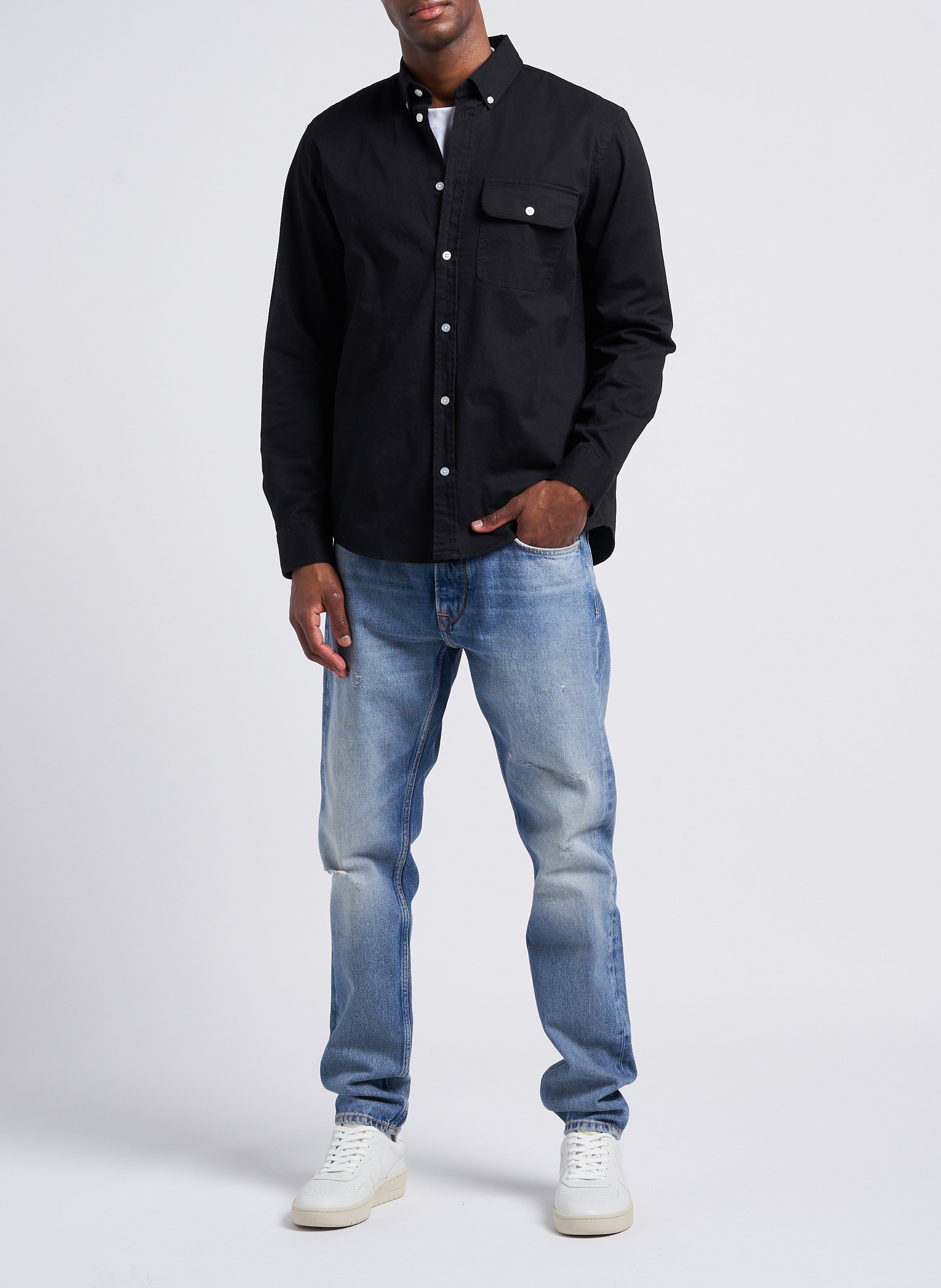 Chemise droite col classique en coton MINIMUM Noir