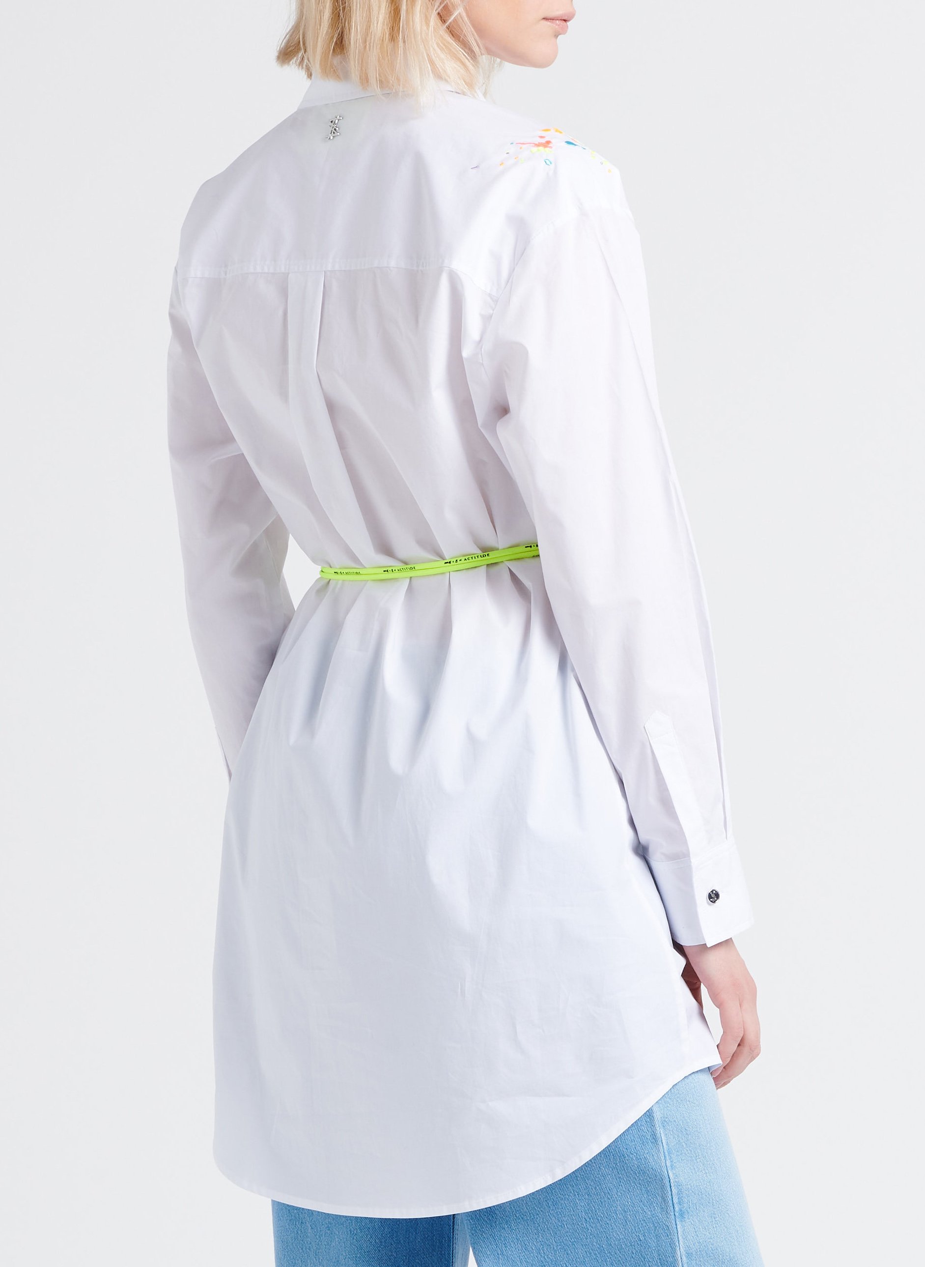 Short embroidered cotton dress with classic collar TWINSET White