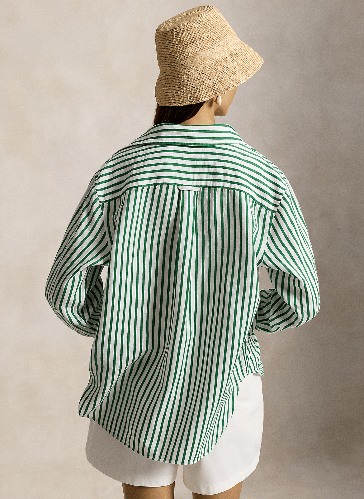 Gerade geschnittenes Hemd aus Leinen und Baumwolle mit Streifen POLO RALPH LAUREN Weiss