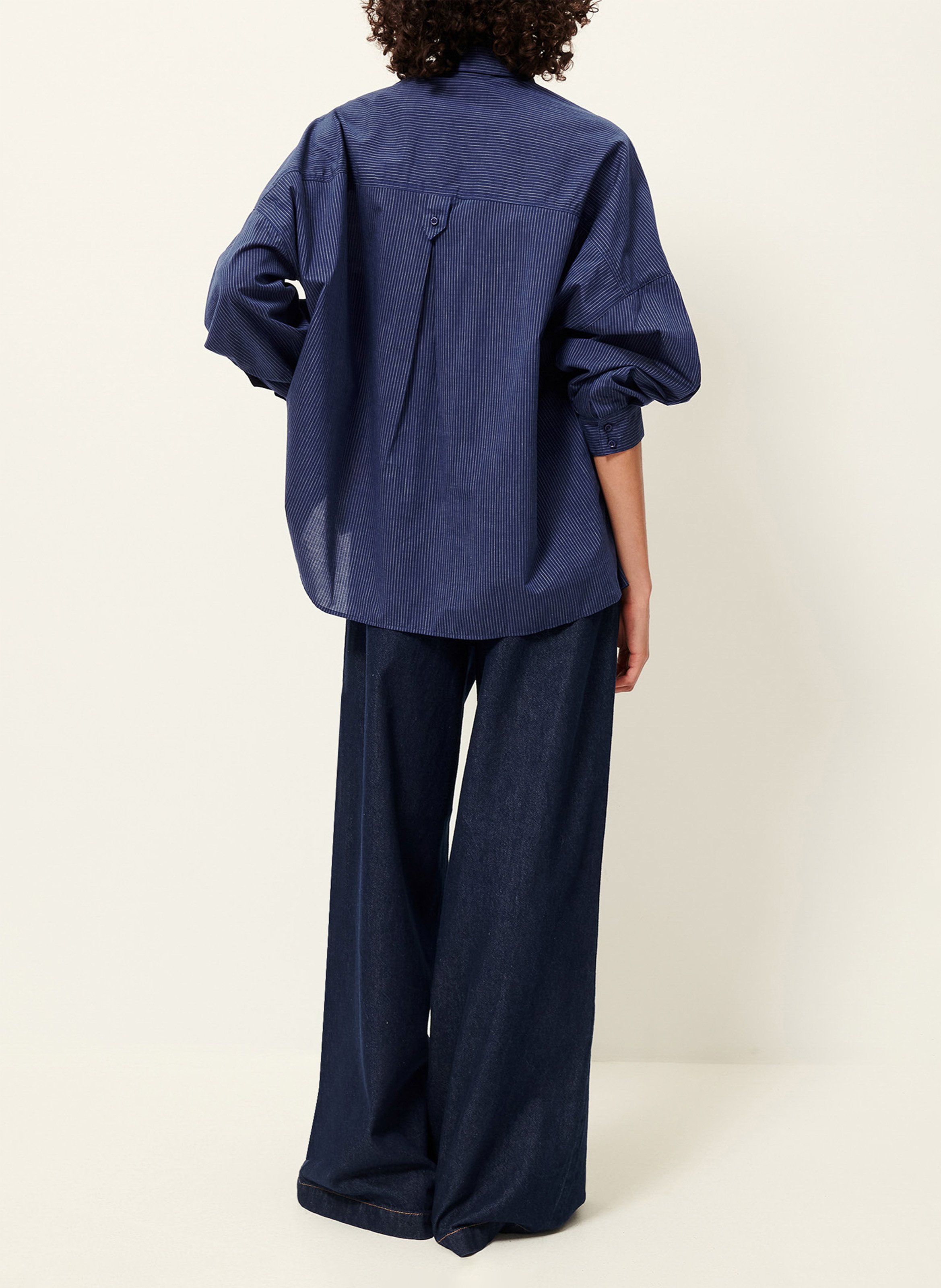 Loose-fit striped cotton shirt SESSUN Blue