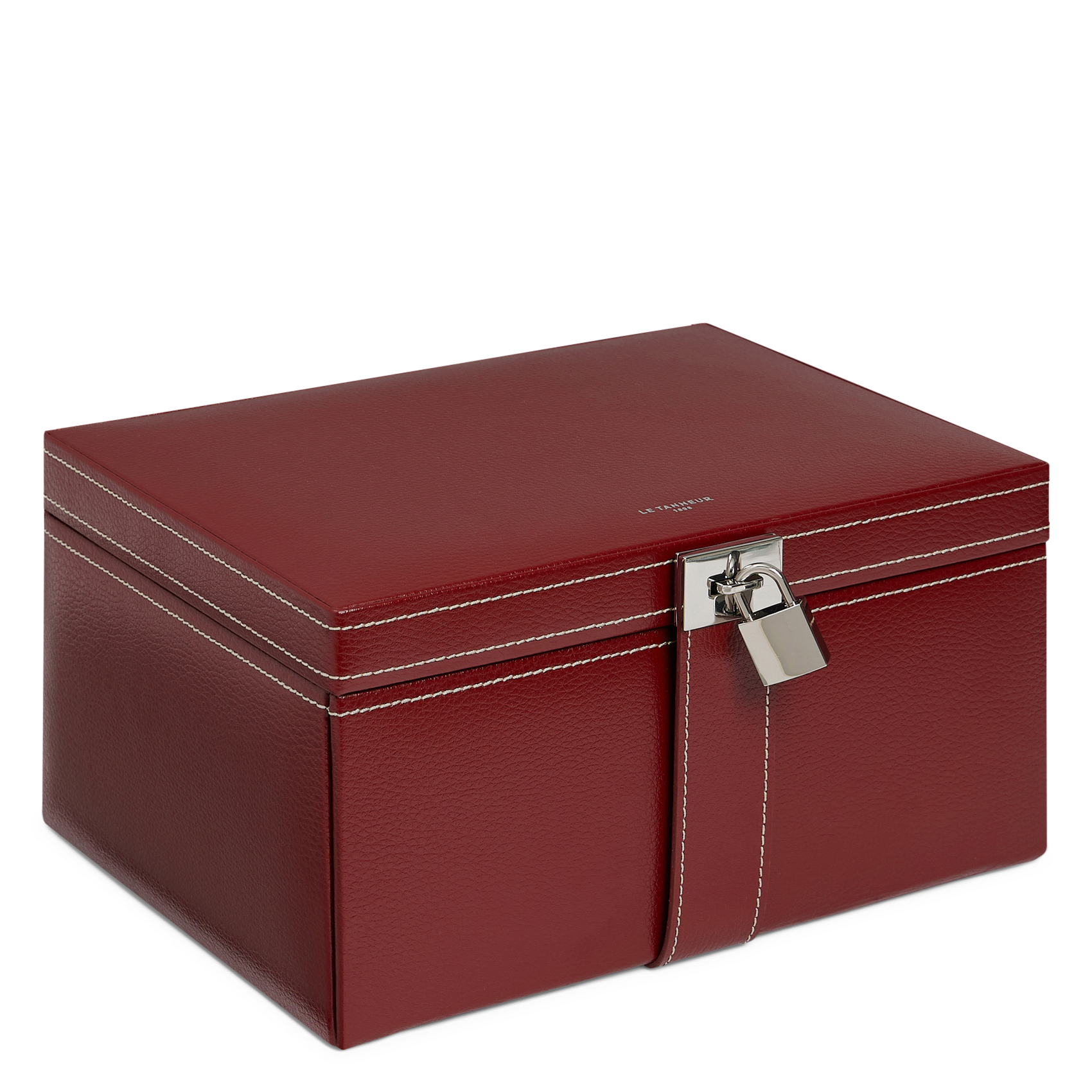 Grande boite à bijoux en cuir recyclé  LE TANNEUR Rouge