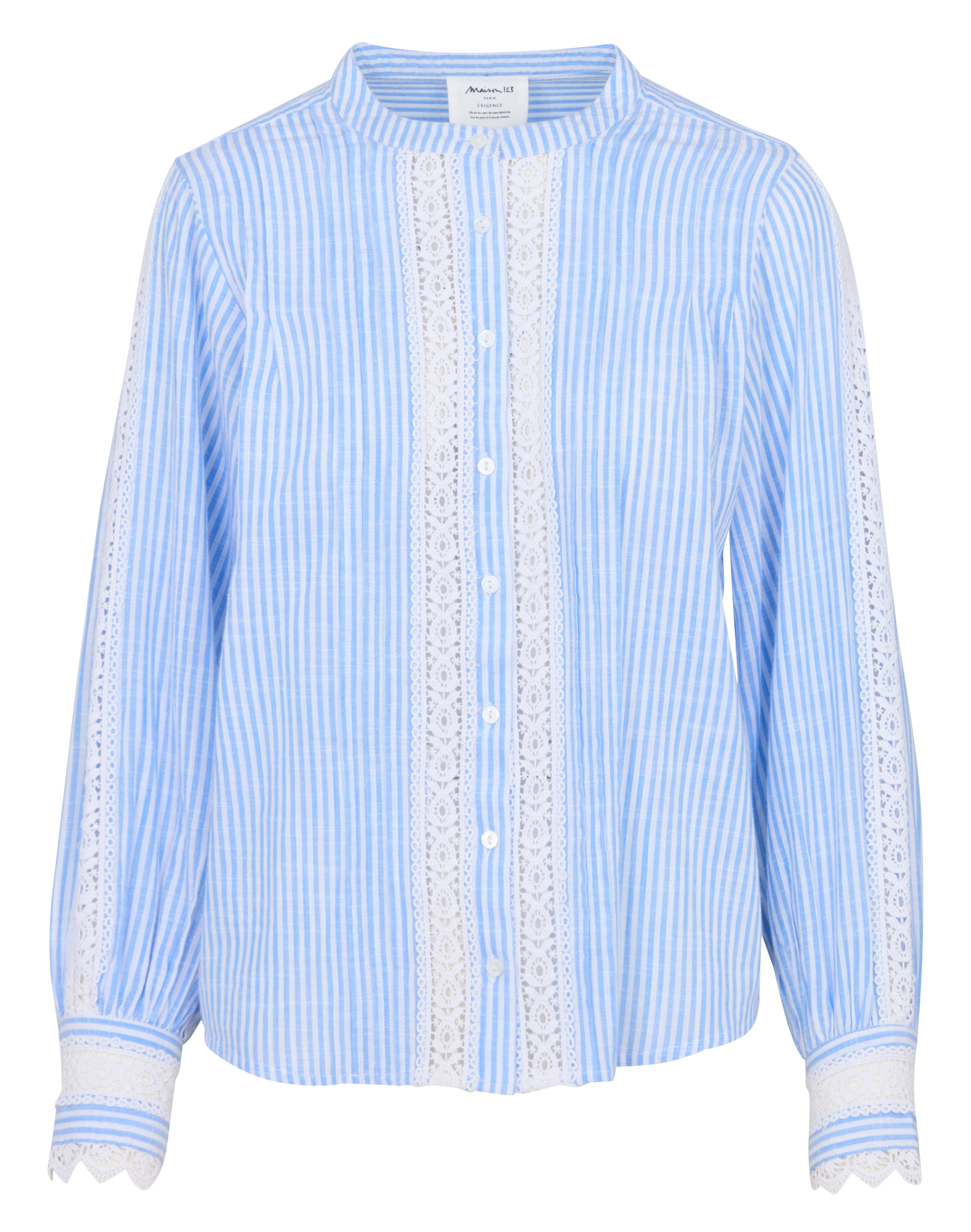 Chemise à rayures col rond MAISON 123 Bleu