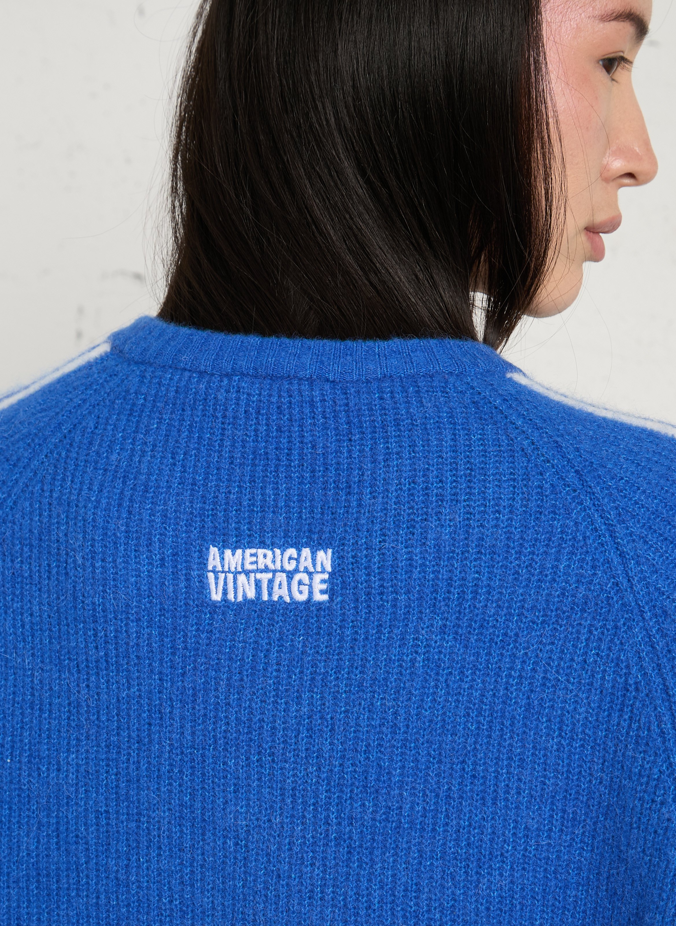 Straight round-neck knit cardigan AMERICAN VINTAGE Blue