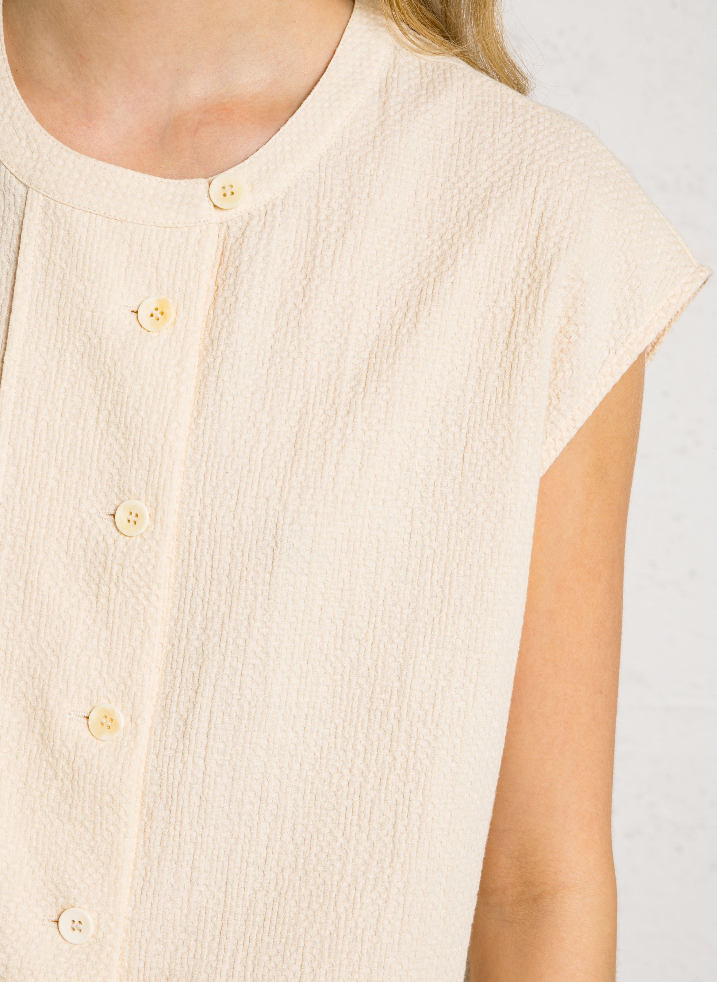 Top ample col rond en coton BELLEPIECE Beige