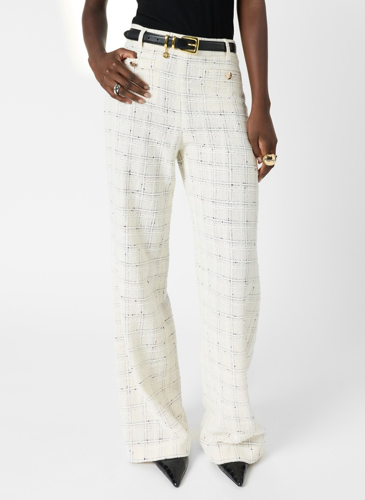 High-waisted straight tweed pants GERARD DAREL Beige