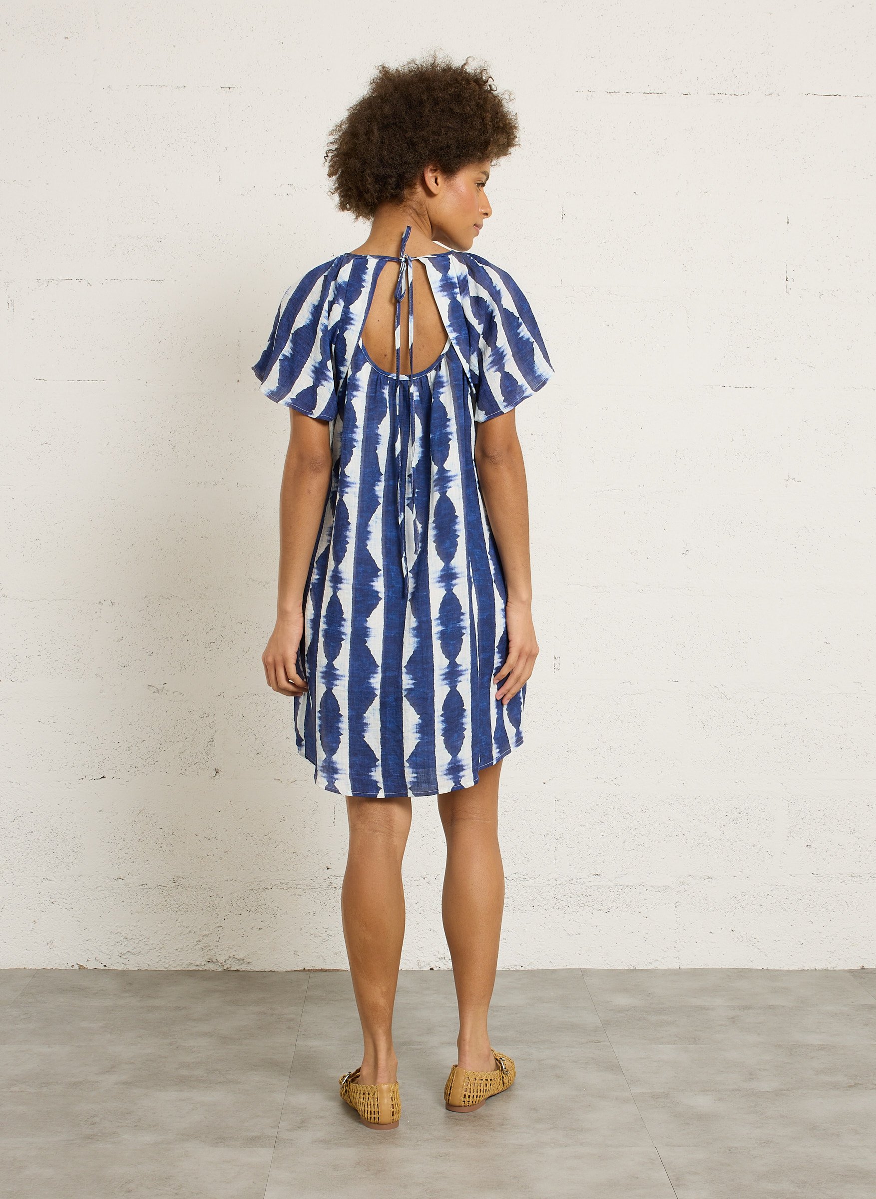 Robe droite en coton THE KORNER Bleu