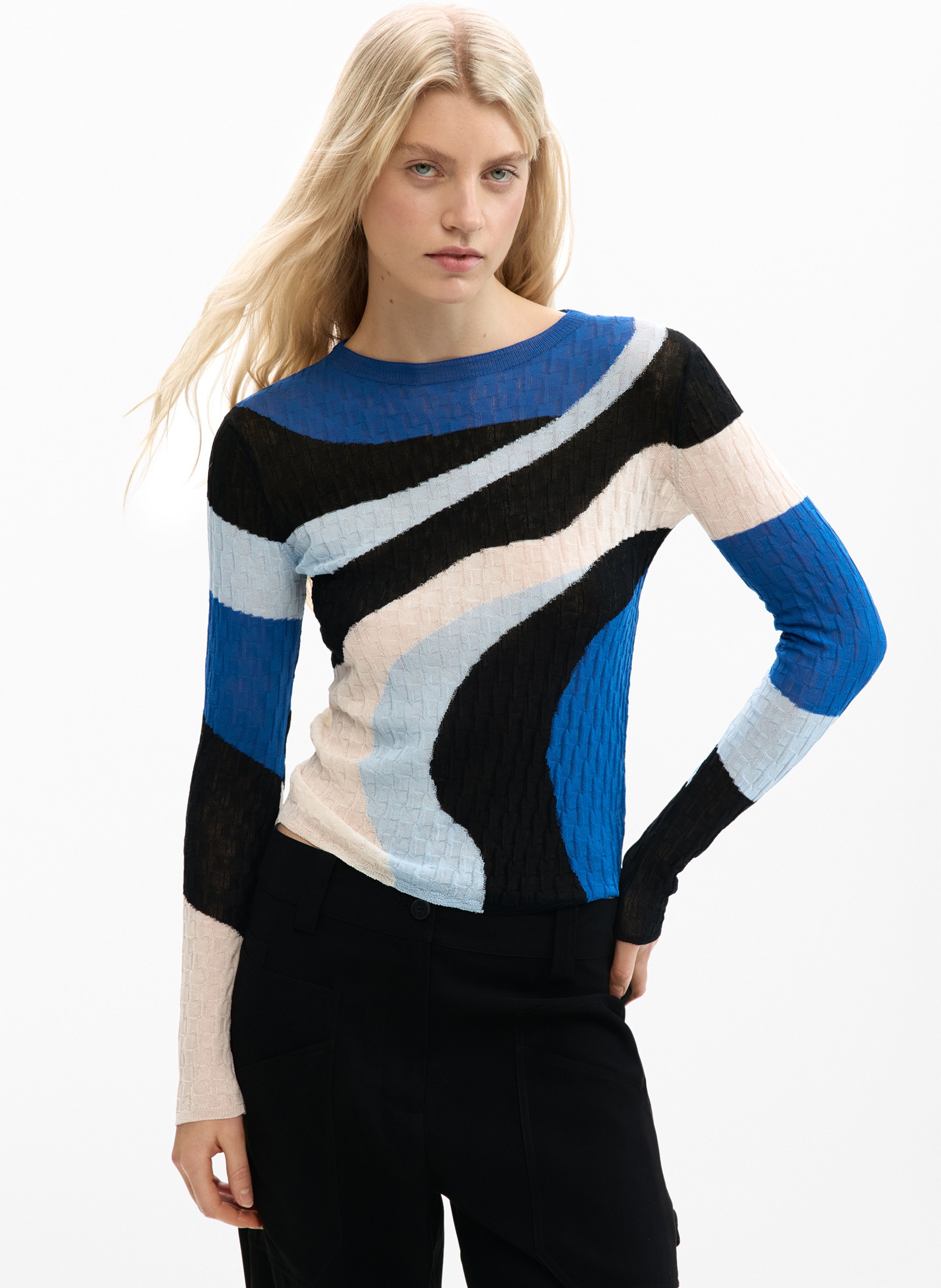 Pull col bateau ajusté imprimé DESIGUAL Vert