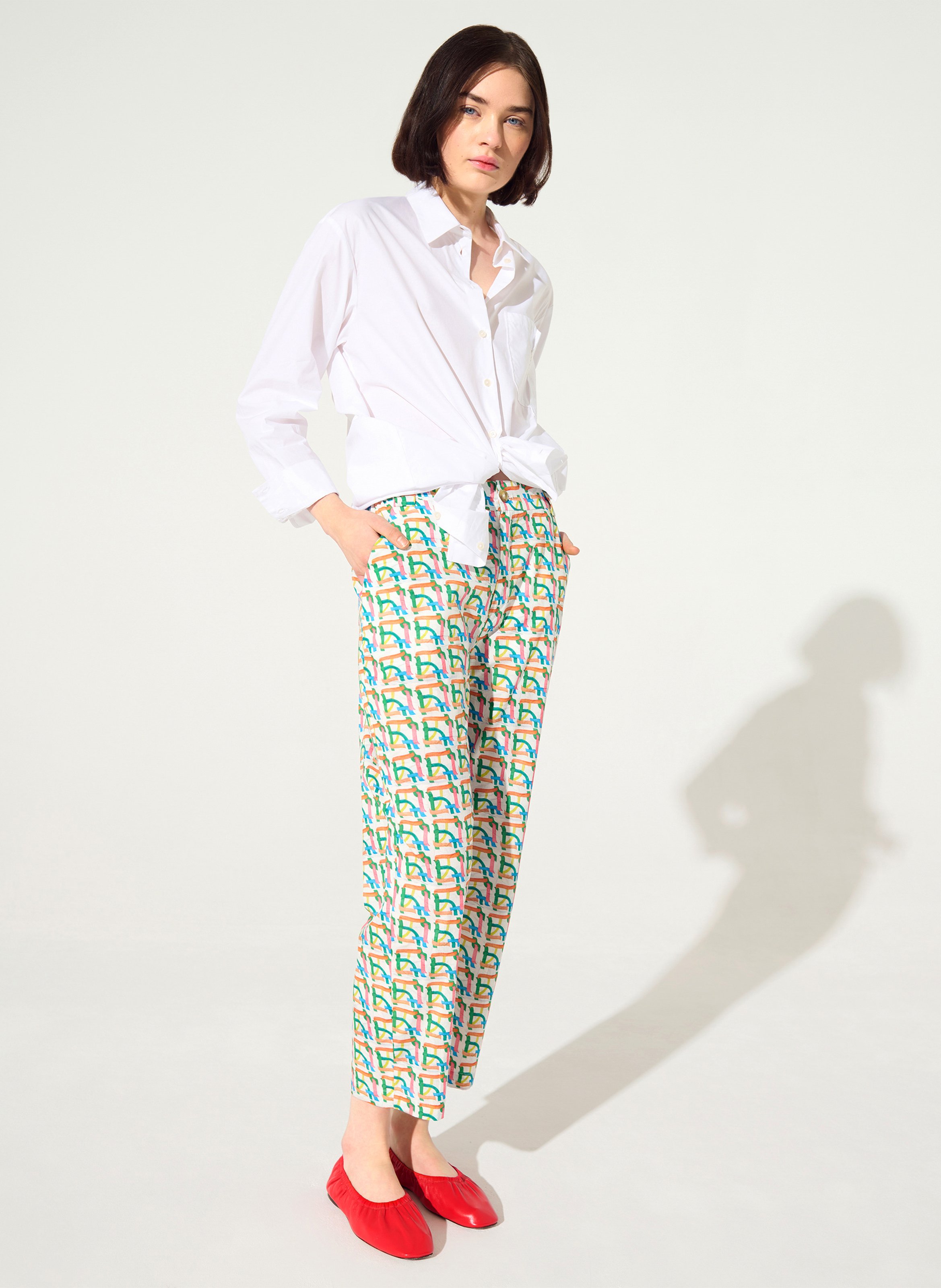 Gerade geschnittene Baumwollhose COTELAC ACOTE Weiss