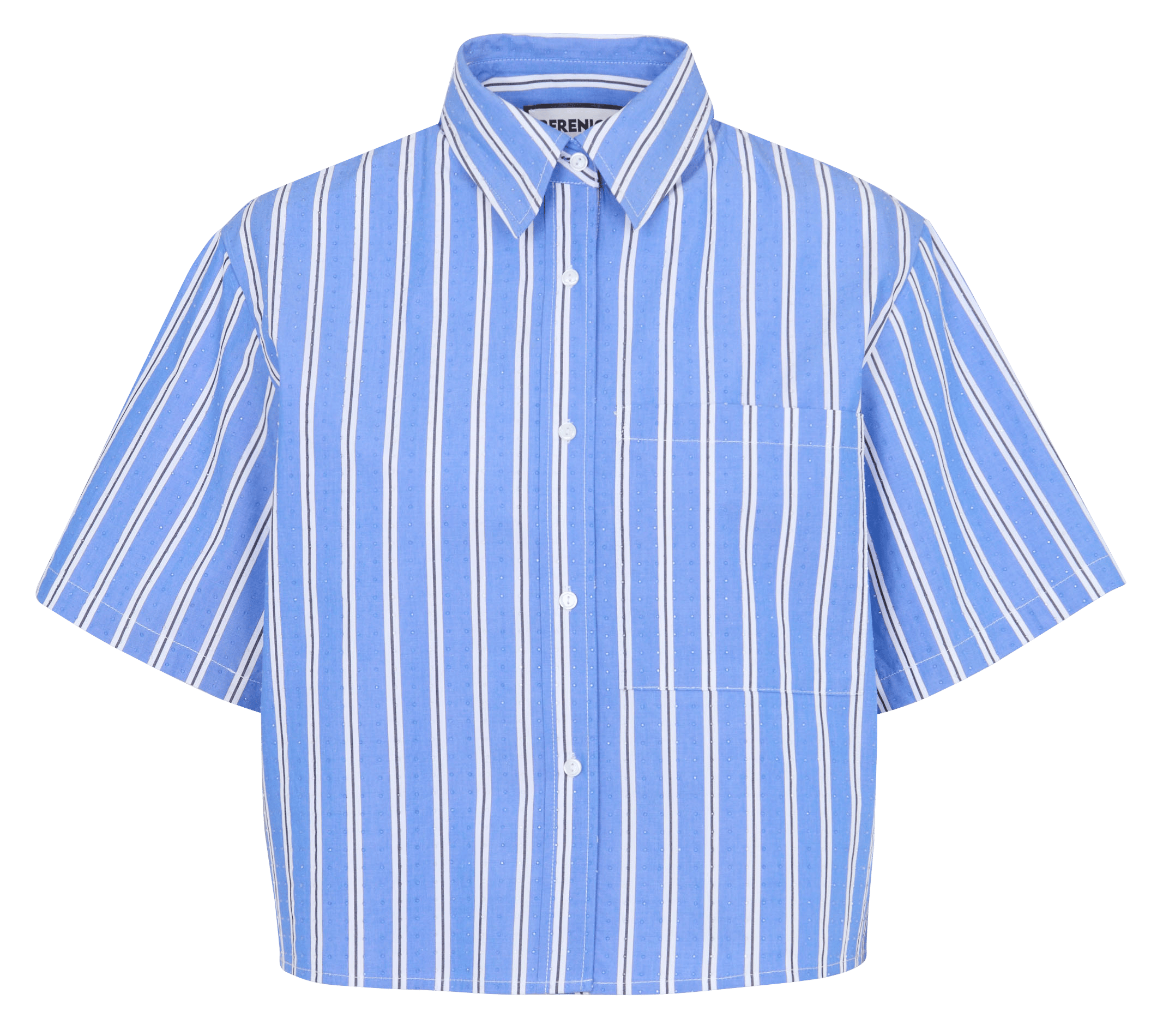 Short striped shirt with rhinestones BERENICE Blue