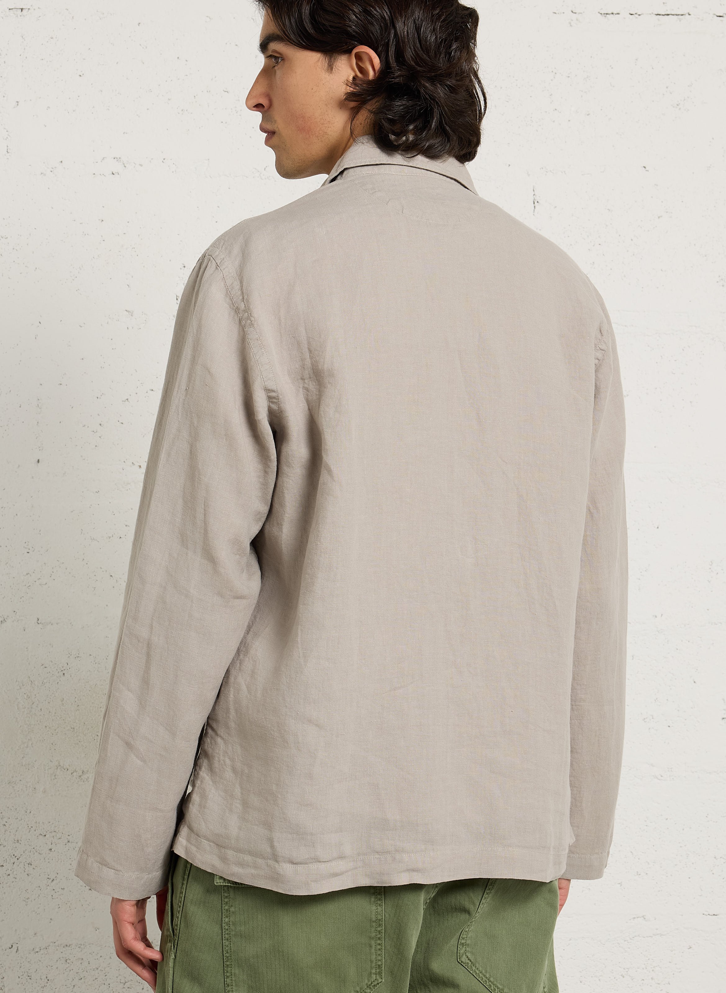 Hemdjacke aus Leinen mit klassischem Kragen HARTFORD Beige