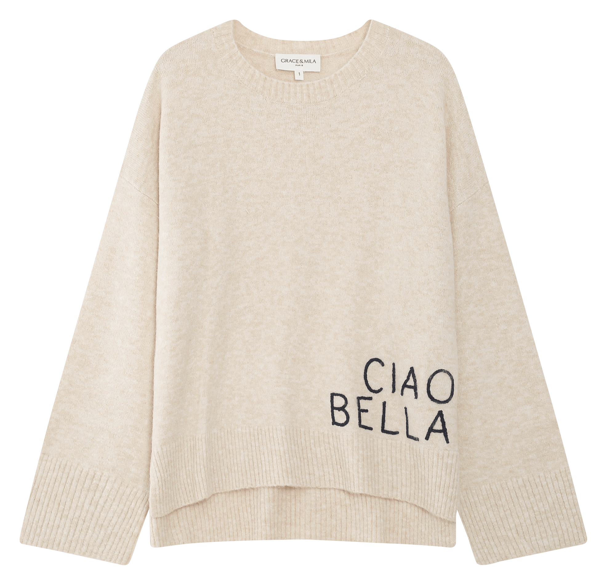 Pull col rond GRACE ET MILA Bleu
