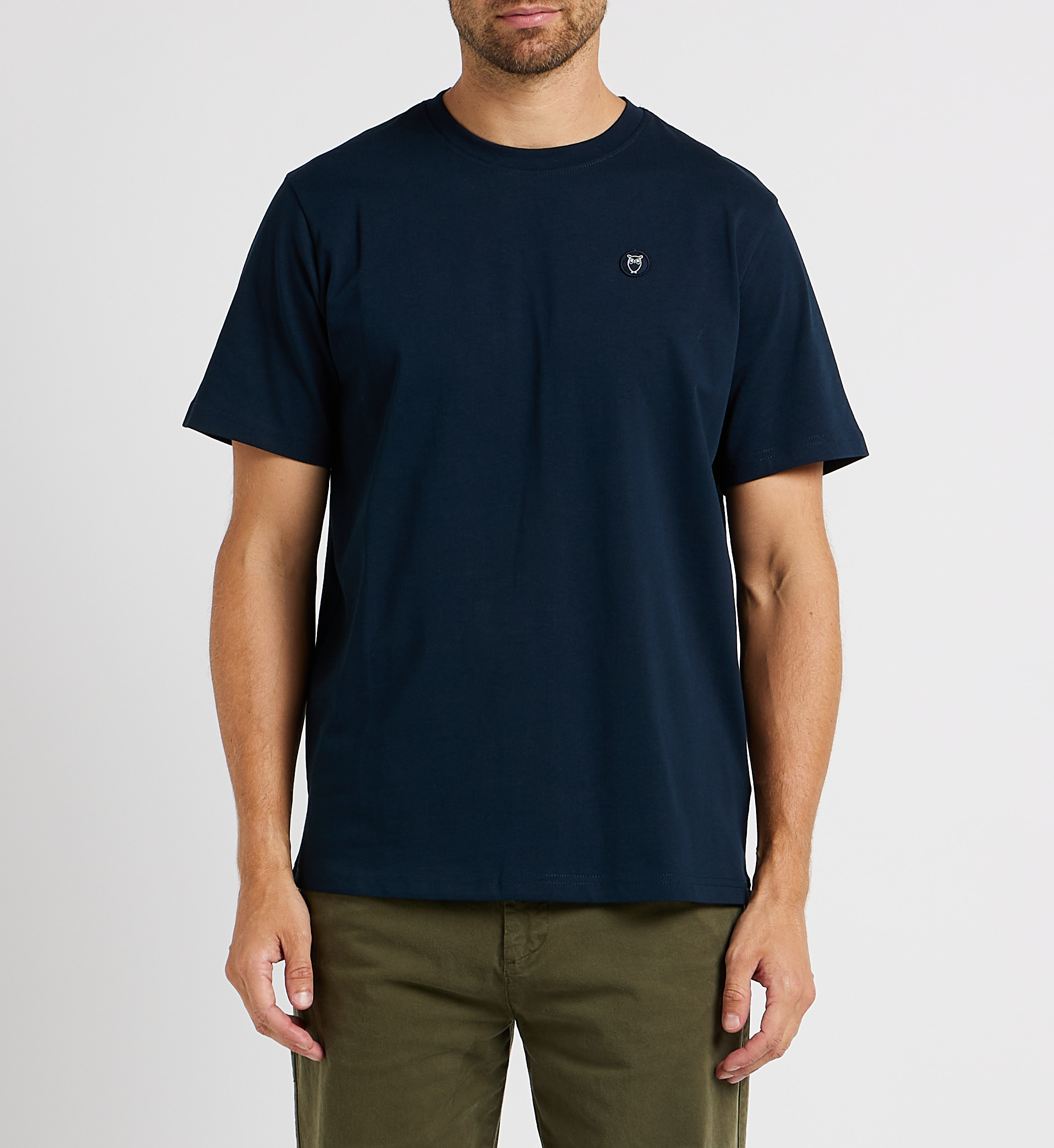 Recht T-shirt van biokatoen met ronde hals KNOWLEDGE COTTON APPAREL Blauw