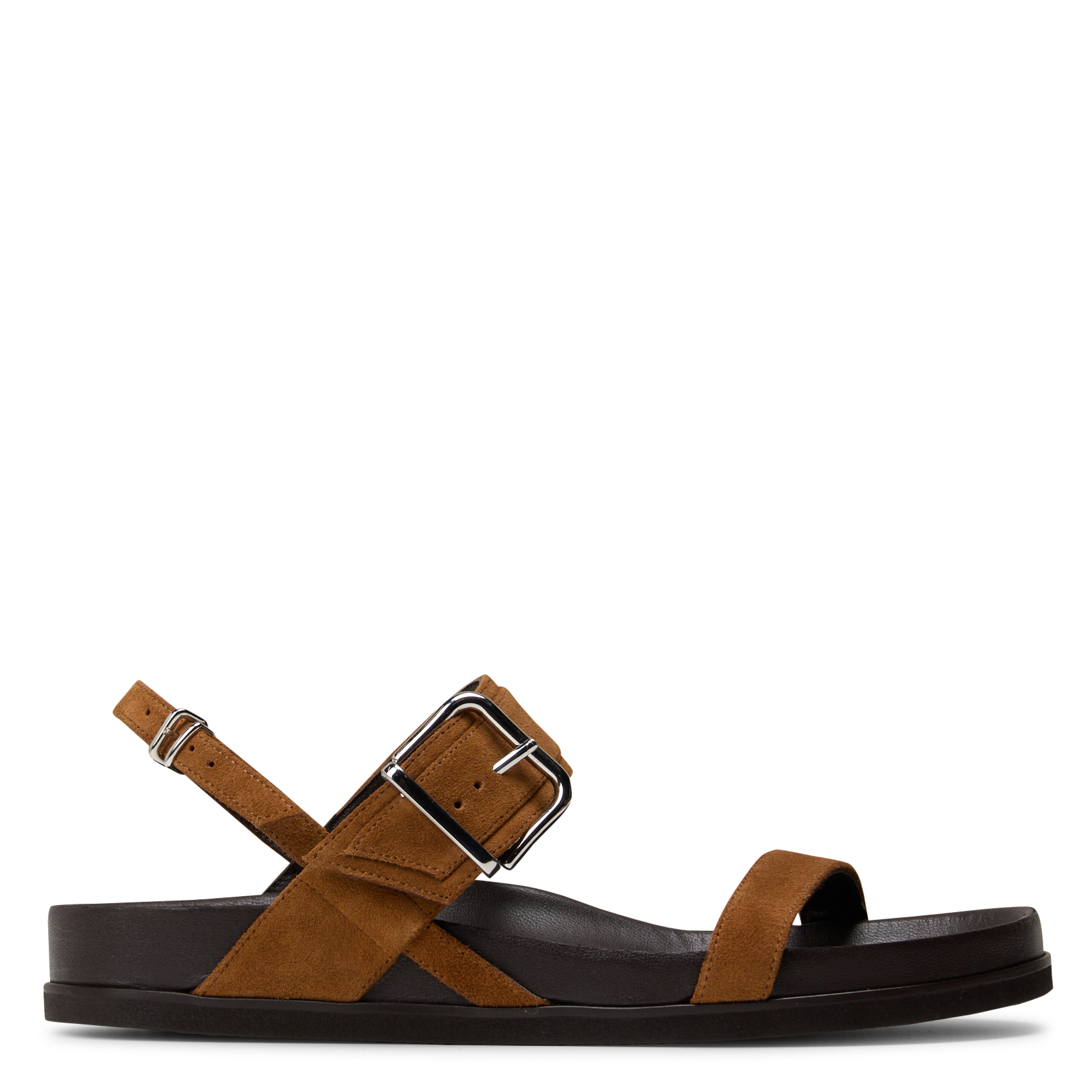 Sandales plates en cuir RIVECOUR Marron