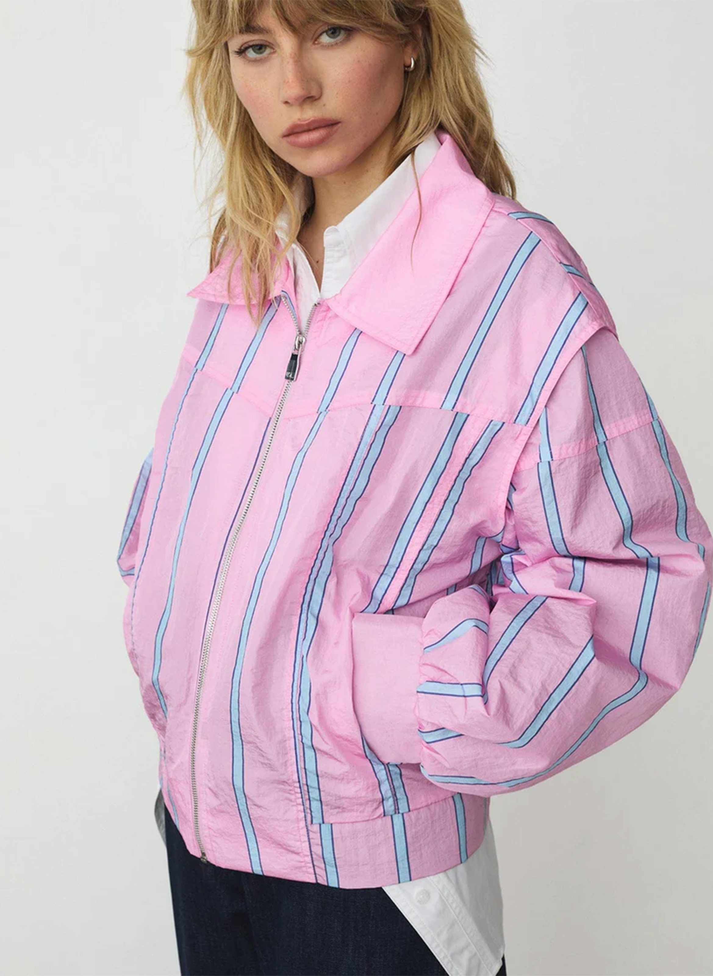 Veste à rayures col classique LAAGAM Rose