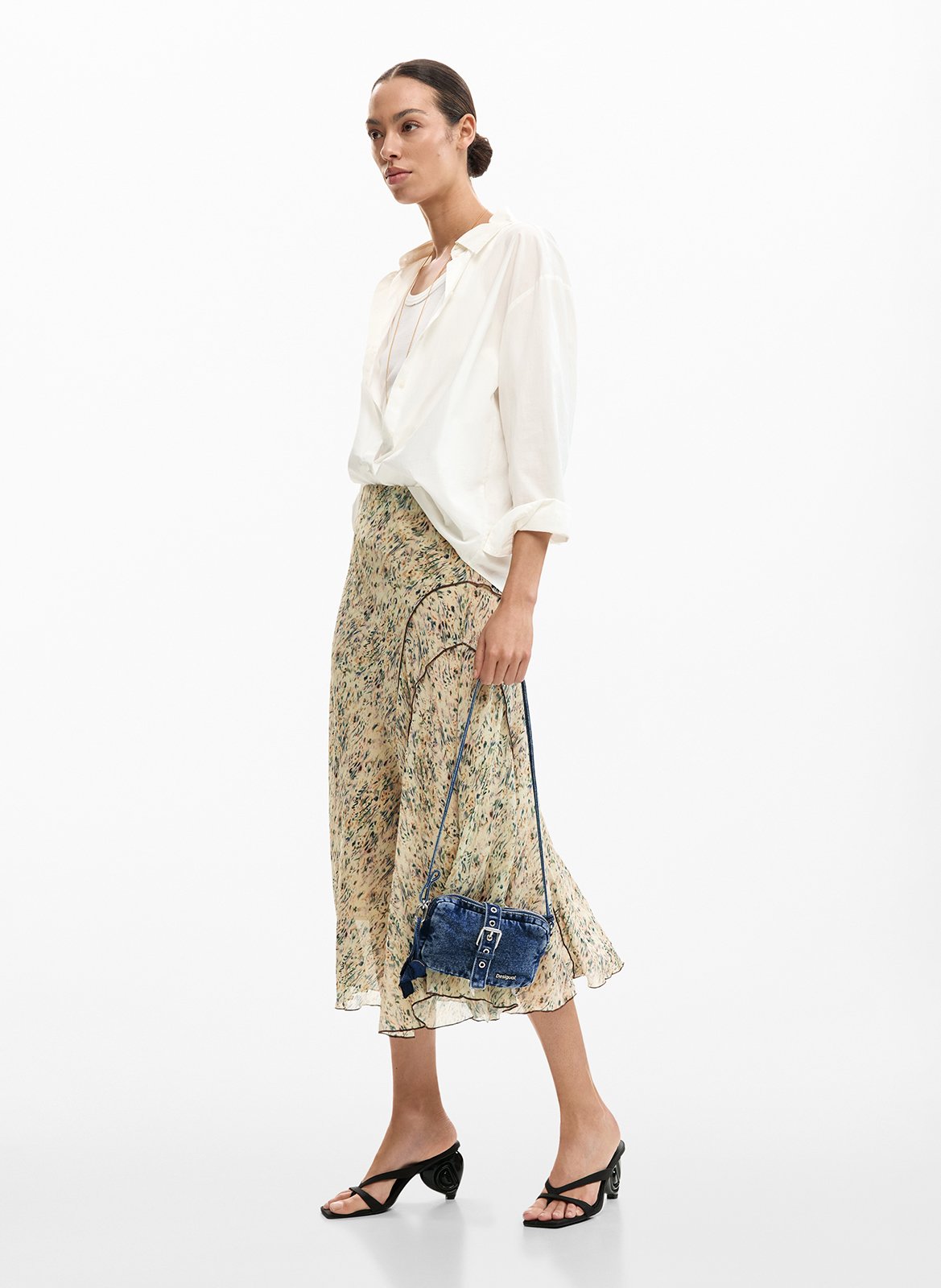 Sac porté épaule en denim avec appliques DESIGUAL Bleu