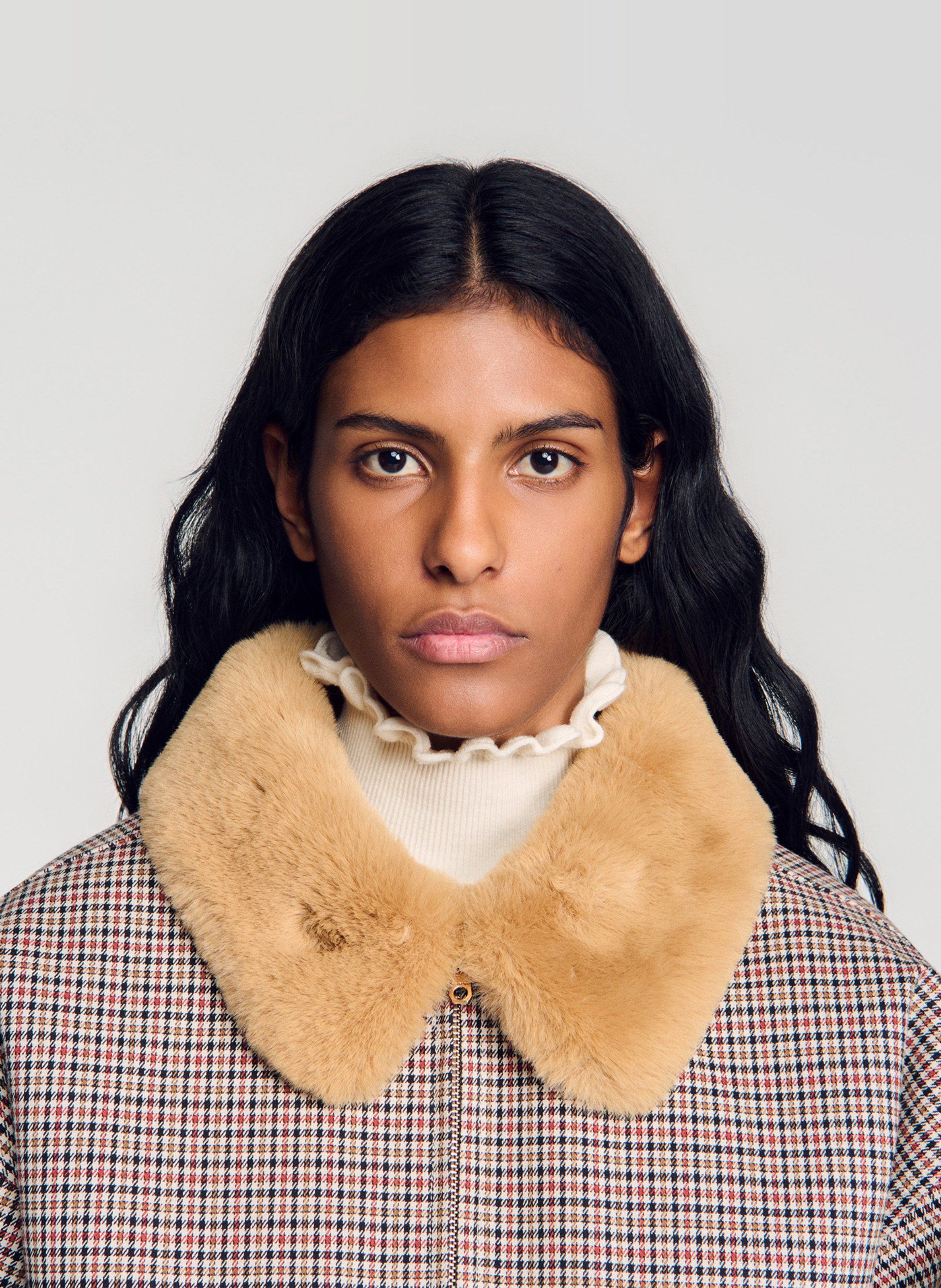 Oversized bedrukte jas in een katoenmix SANDRO Bruin