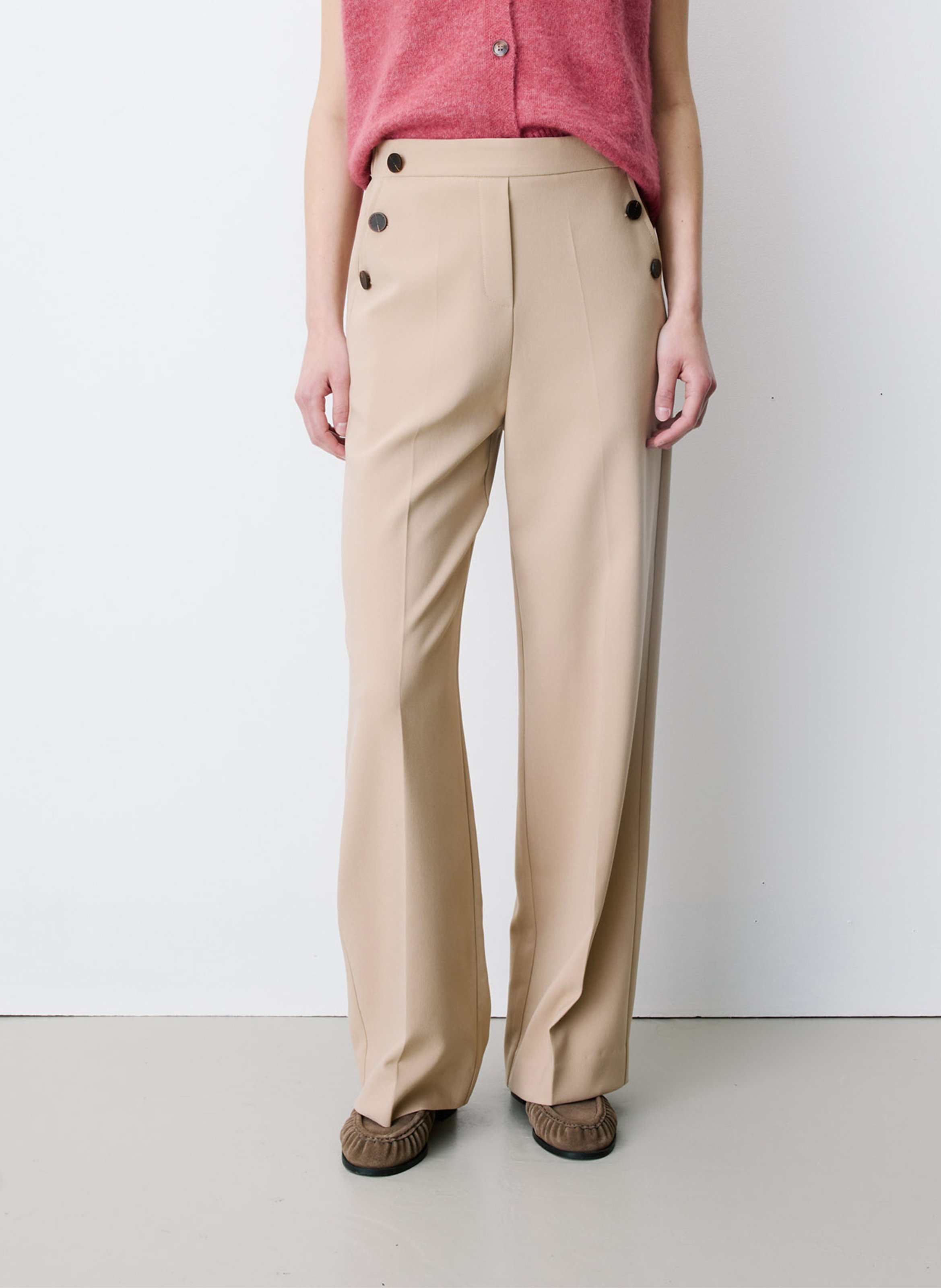 High-waisted straight-leg pants GRACE ET MILA Beige