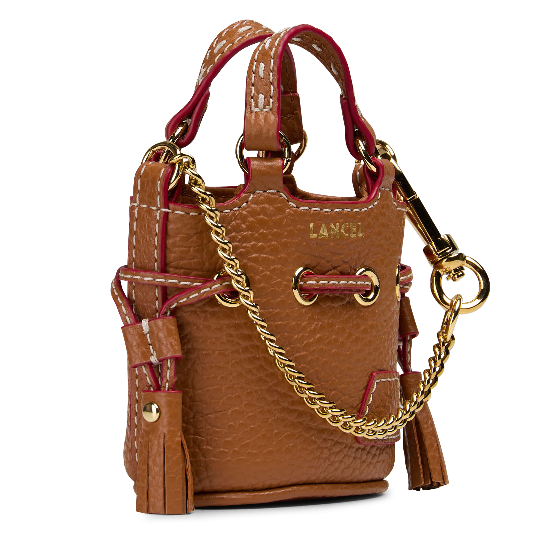 Porte-clés en cuir LANCEL Beige