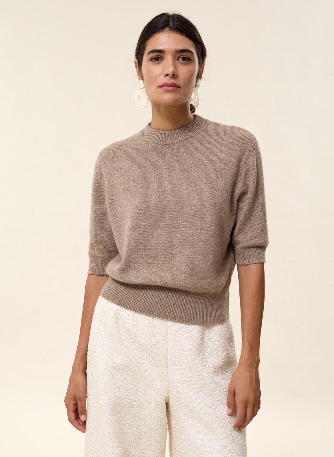 Gerader Rundhals-Pullover aus Kaschmir HIRCUS Beige