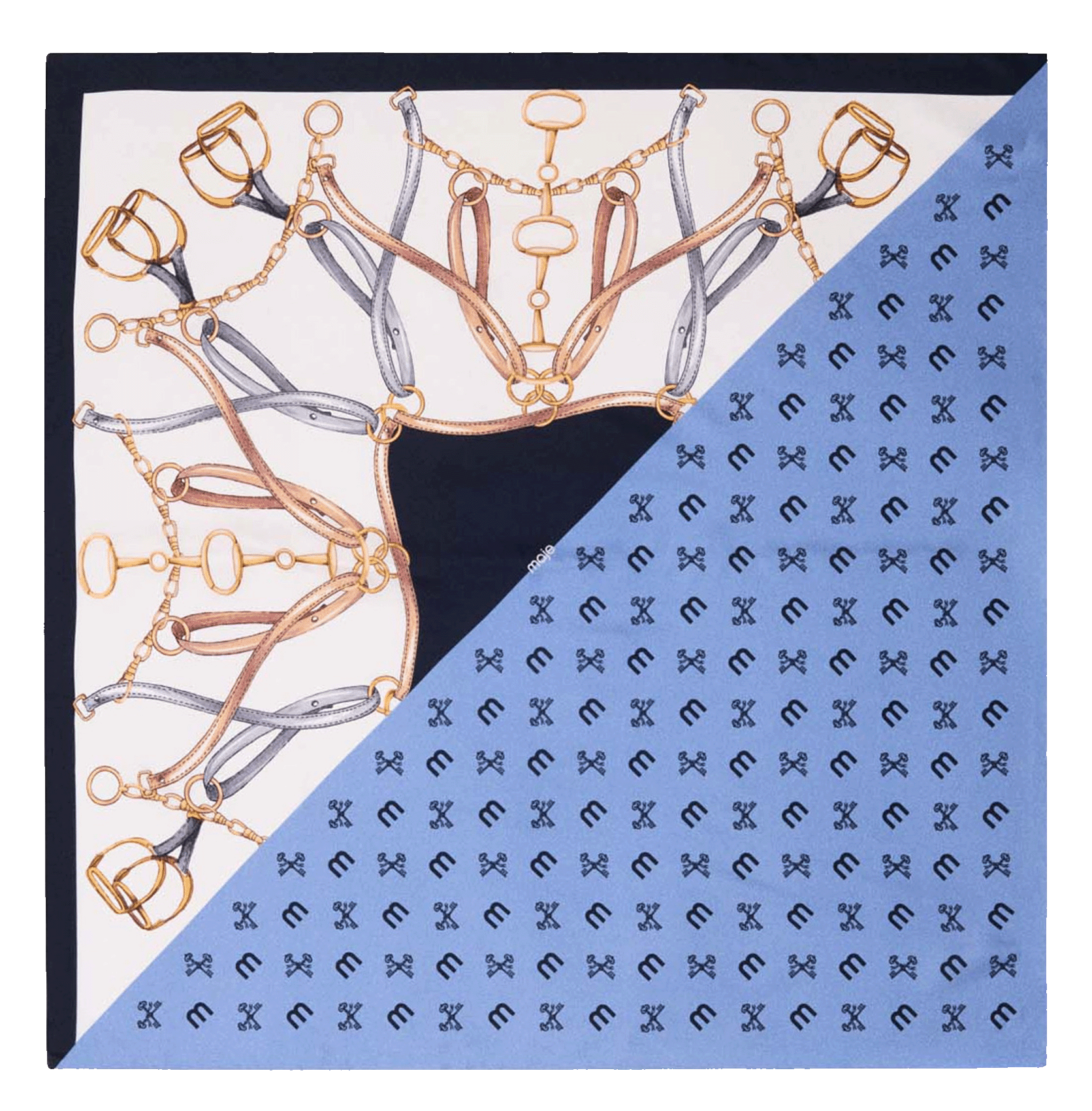 Foulard van zijde met print MAJE Blauw