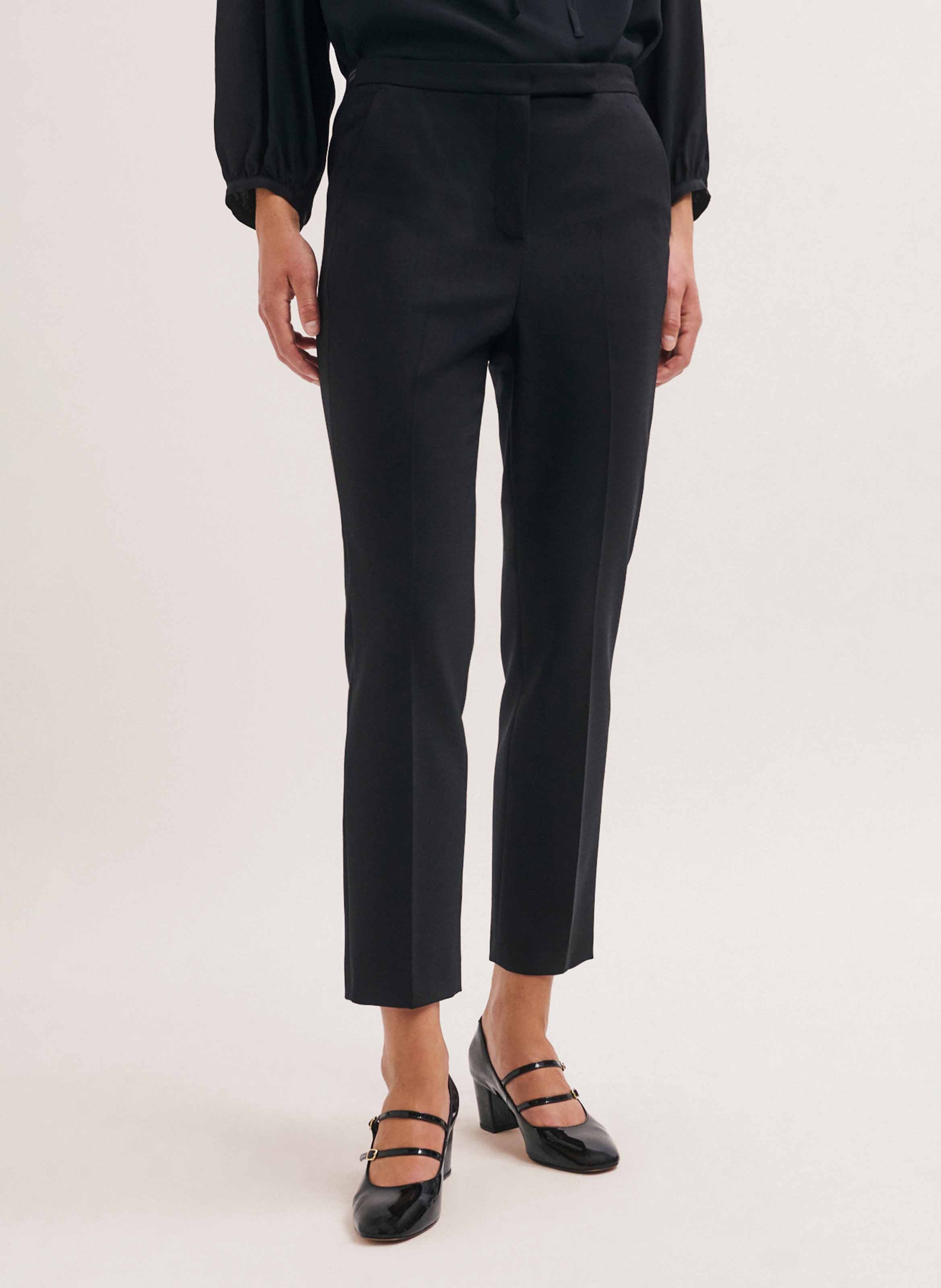 Pantalon droit en laine mélangée PABLO Noir