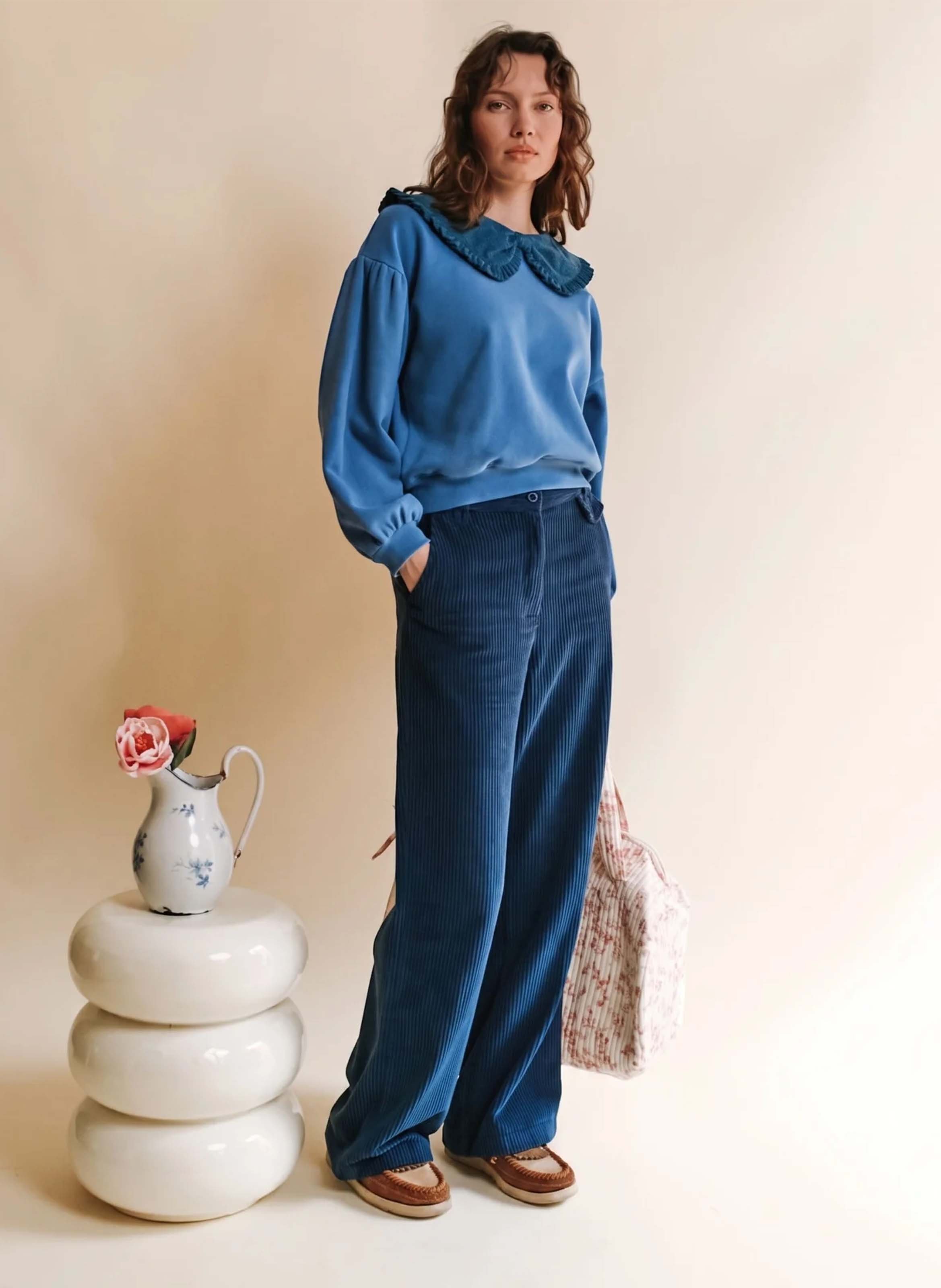 Organic cotton Peter Pan collar sweatshirt EMILE ET IDA Blue