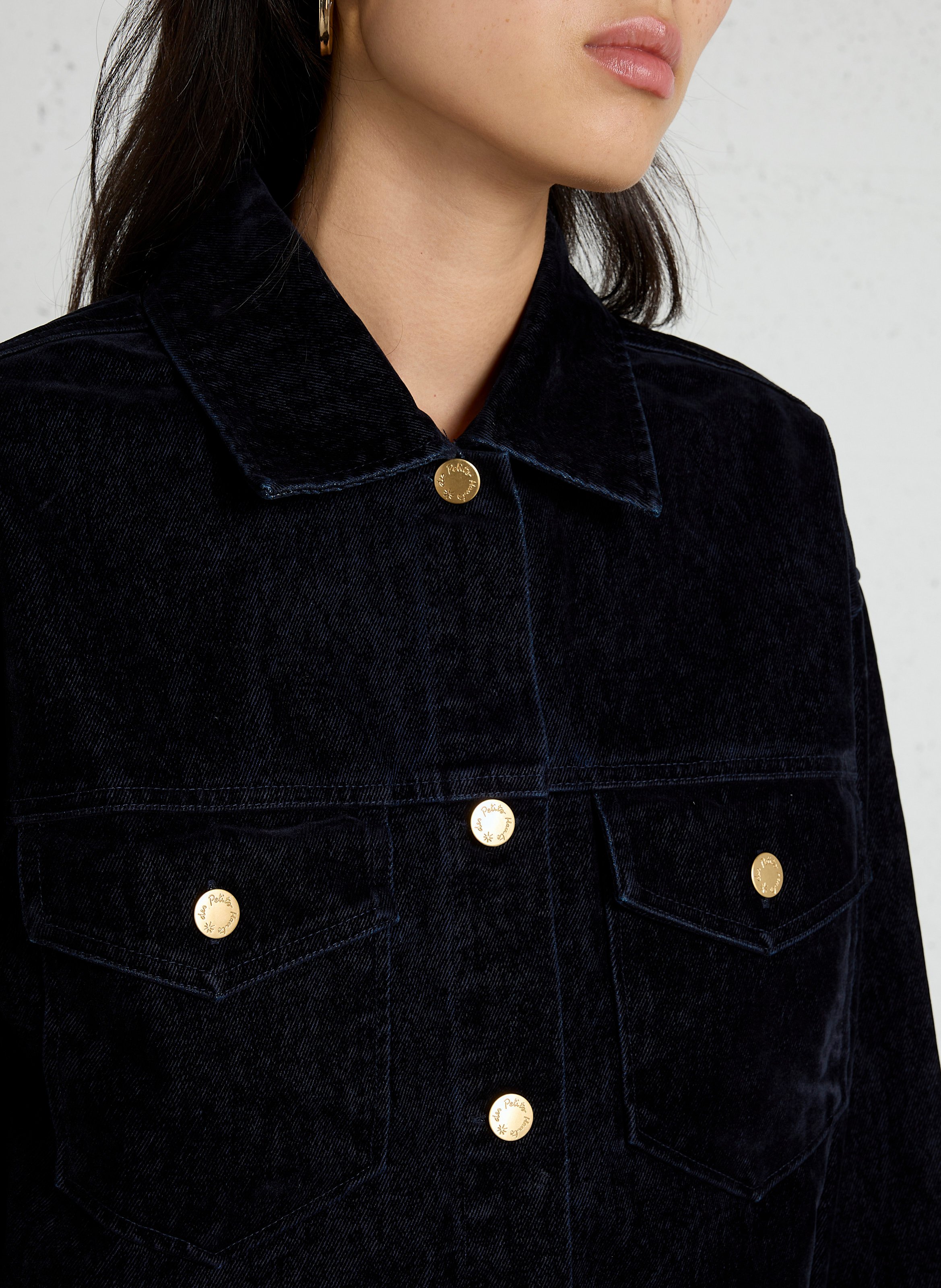 Baumwolljacke mit klassischem Kragen DES PETITS HAUTS Blau