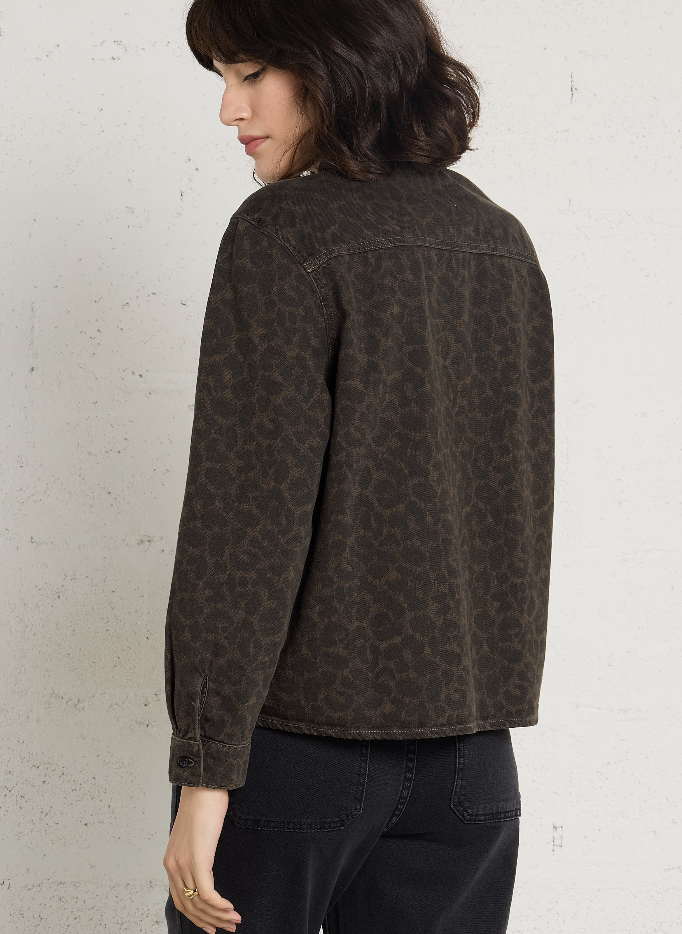 Rechte blouse met luipaardprint DES PETITS HAUTS Bruin