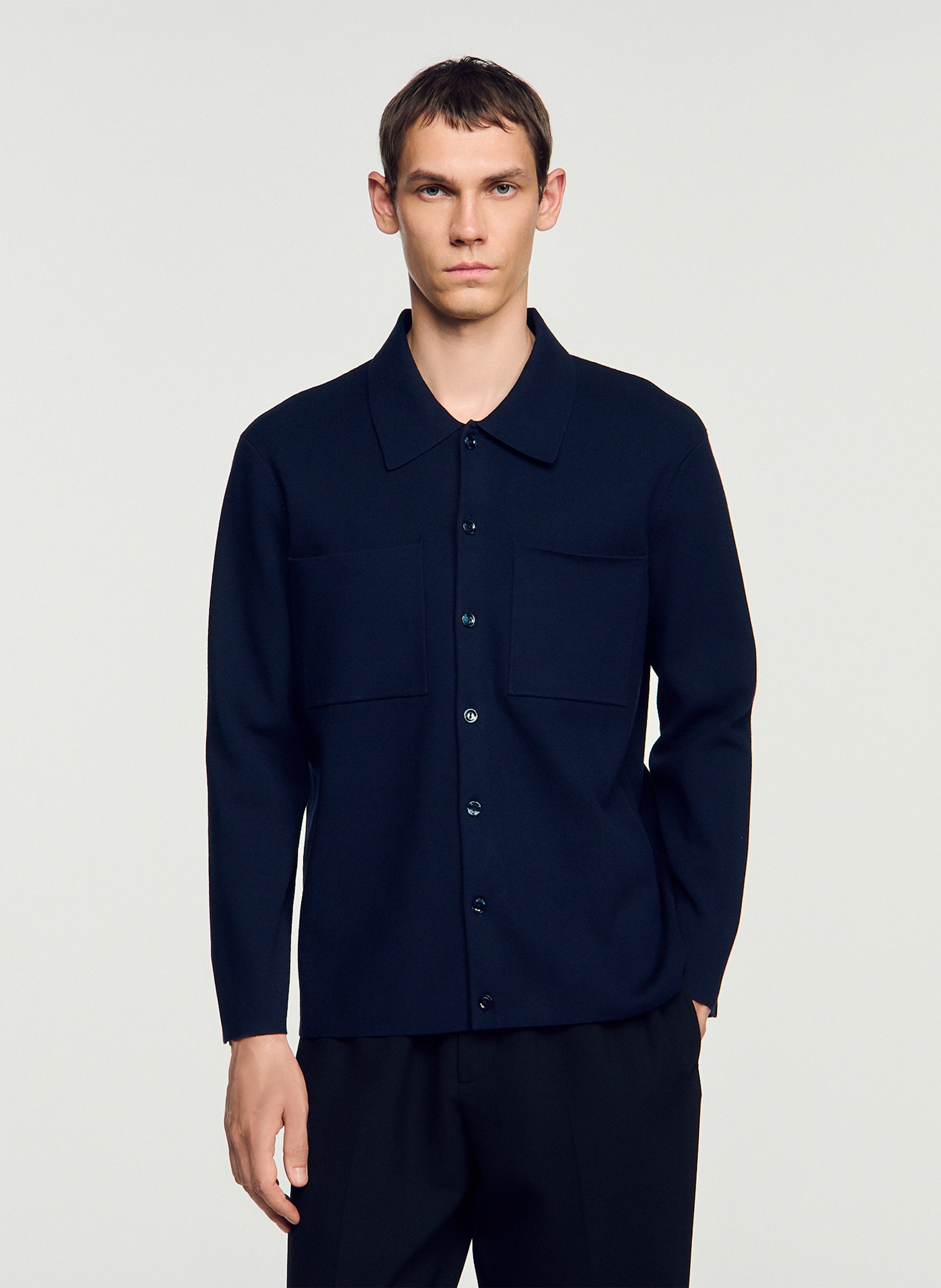 Cardigan with classic collar SANDRO Blue