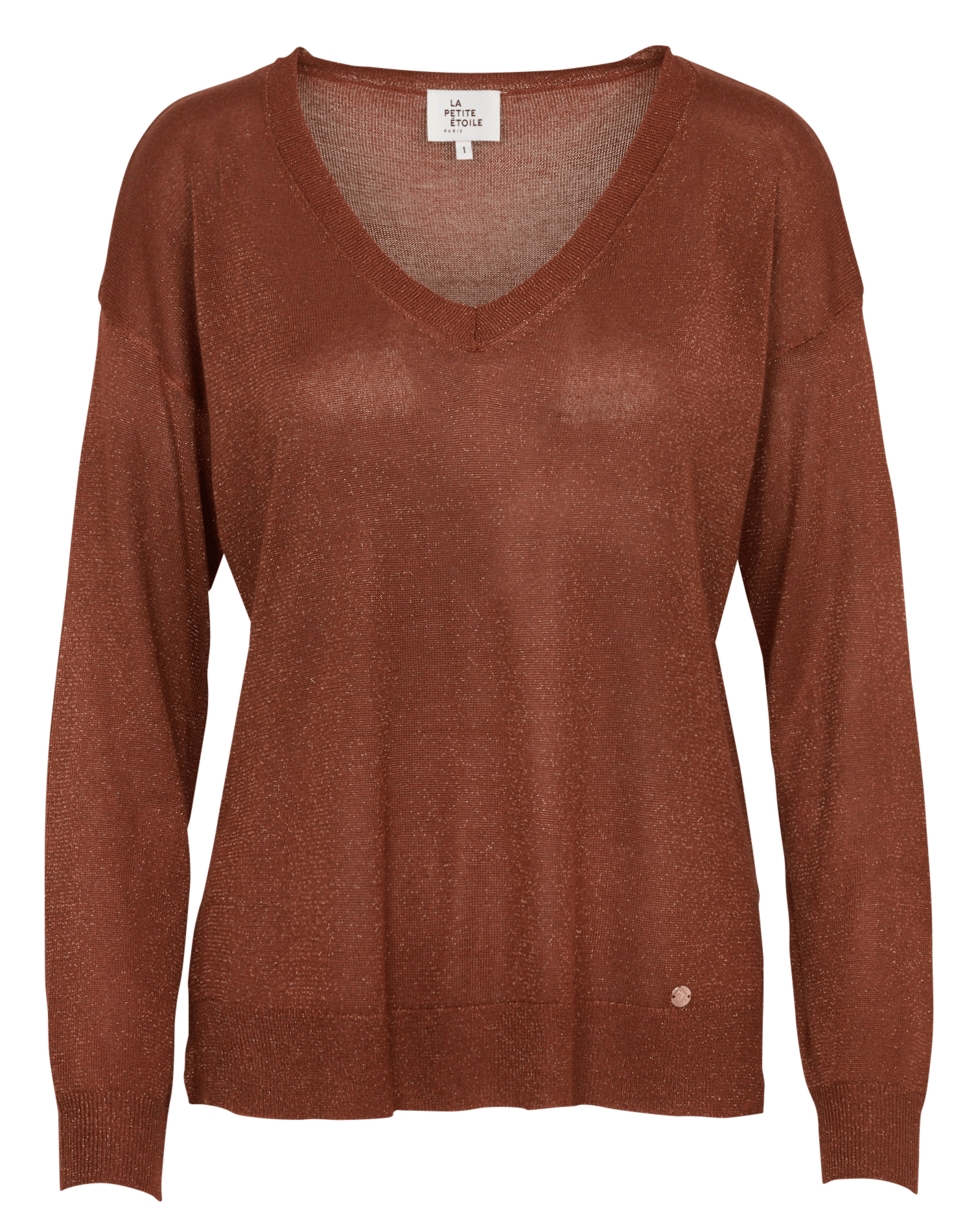 Straight Long-Sleeved Top in Fine Knit LA PETITE ETOILE Brown
