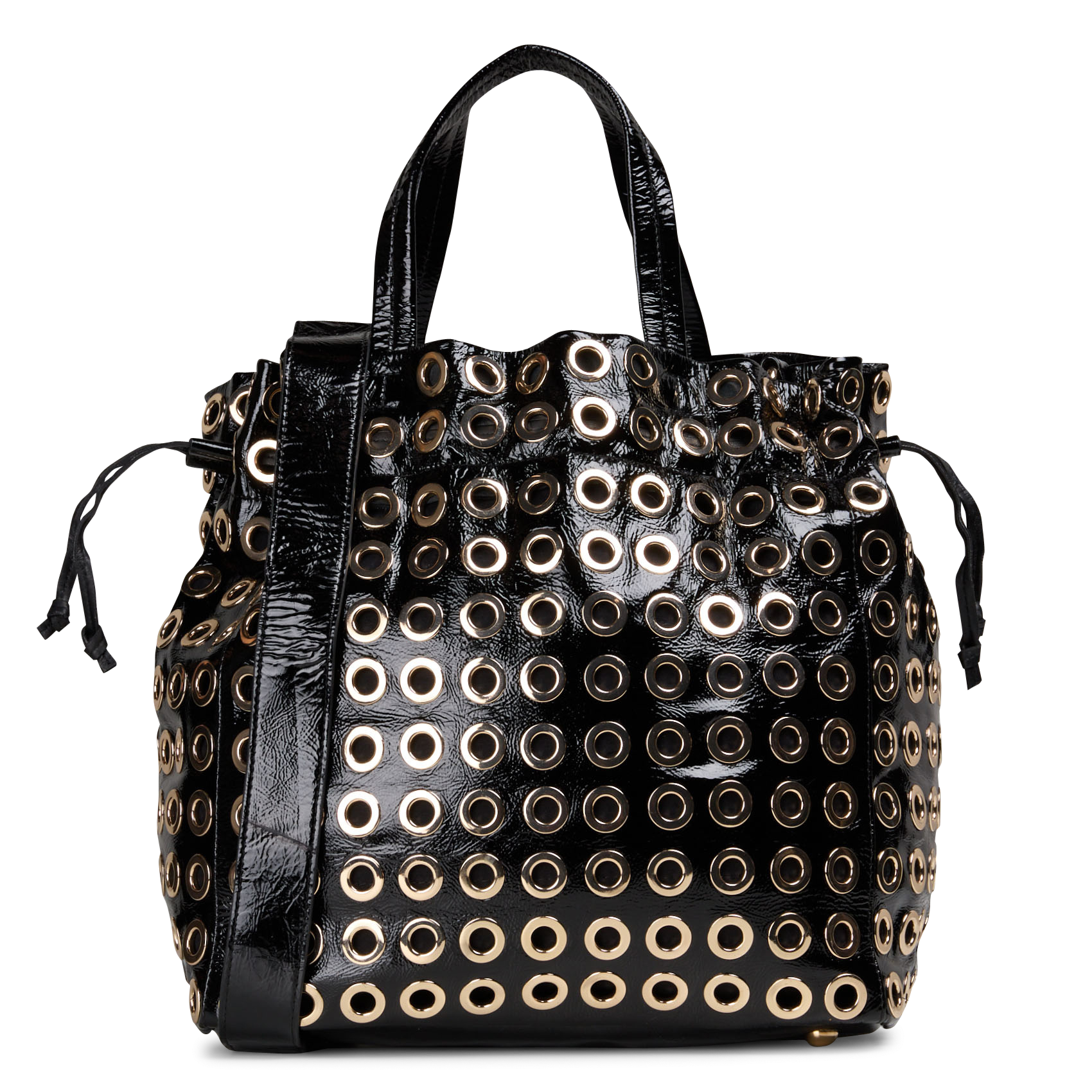 Leren shopper met oogjes BERENICE Zwart