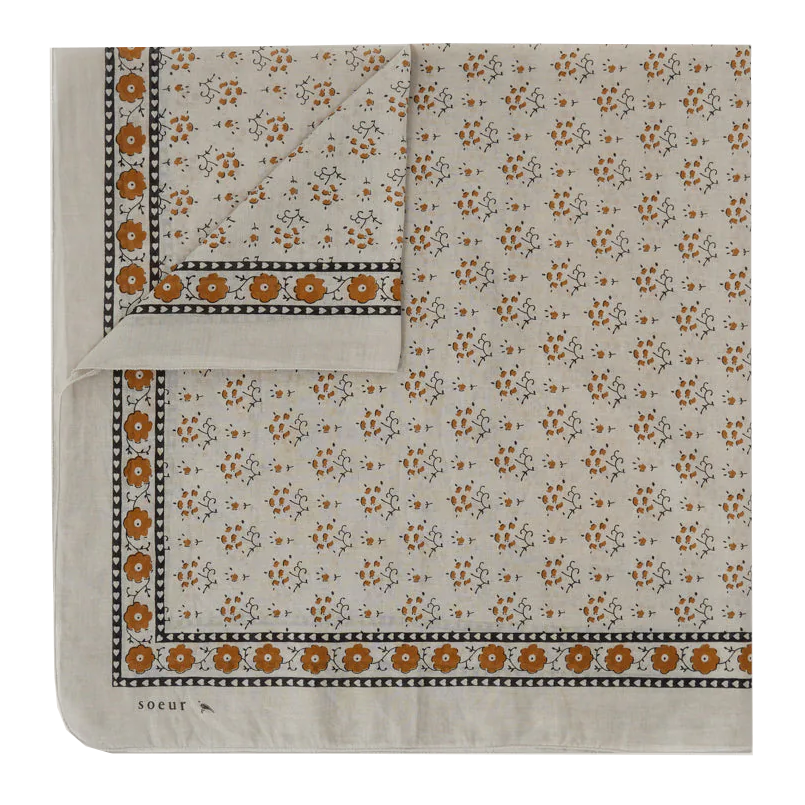 Floral print cotton scarf SOEUR Grey