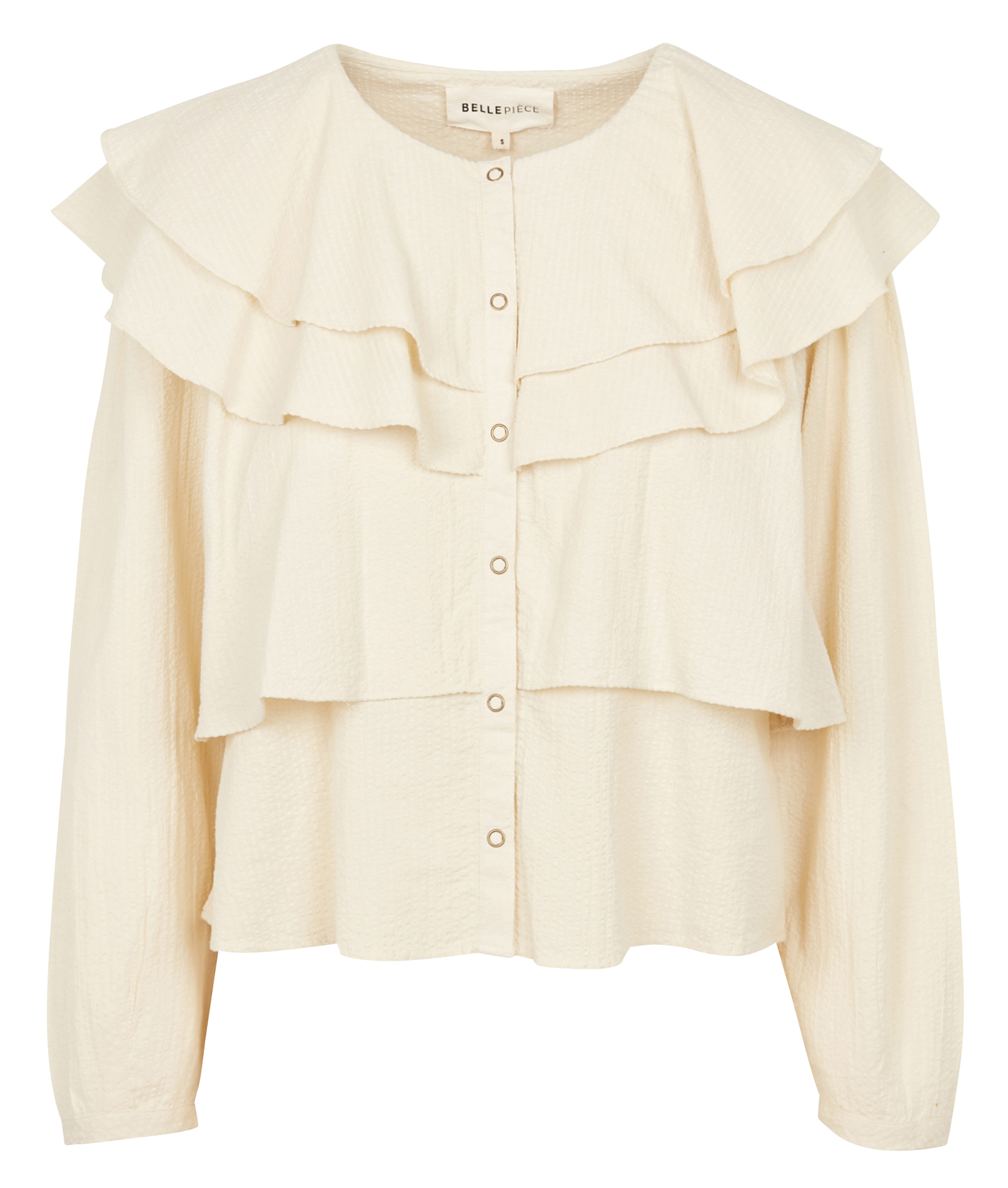 Loose-fit cotton shirt with round neck BELLEPIECE White