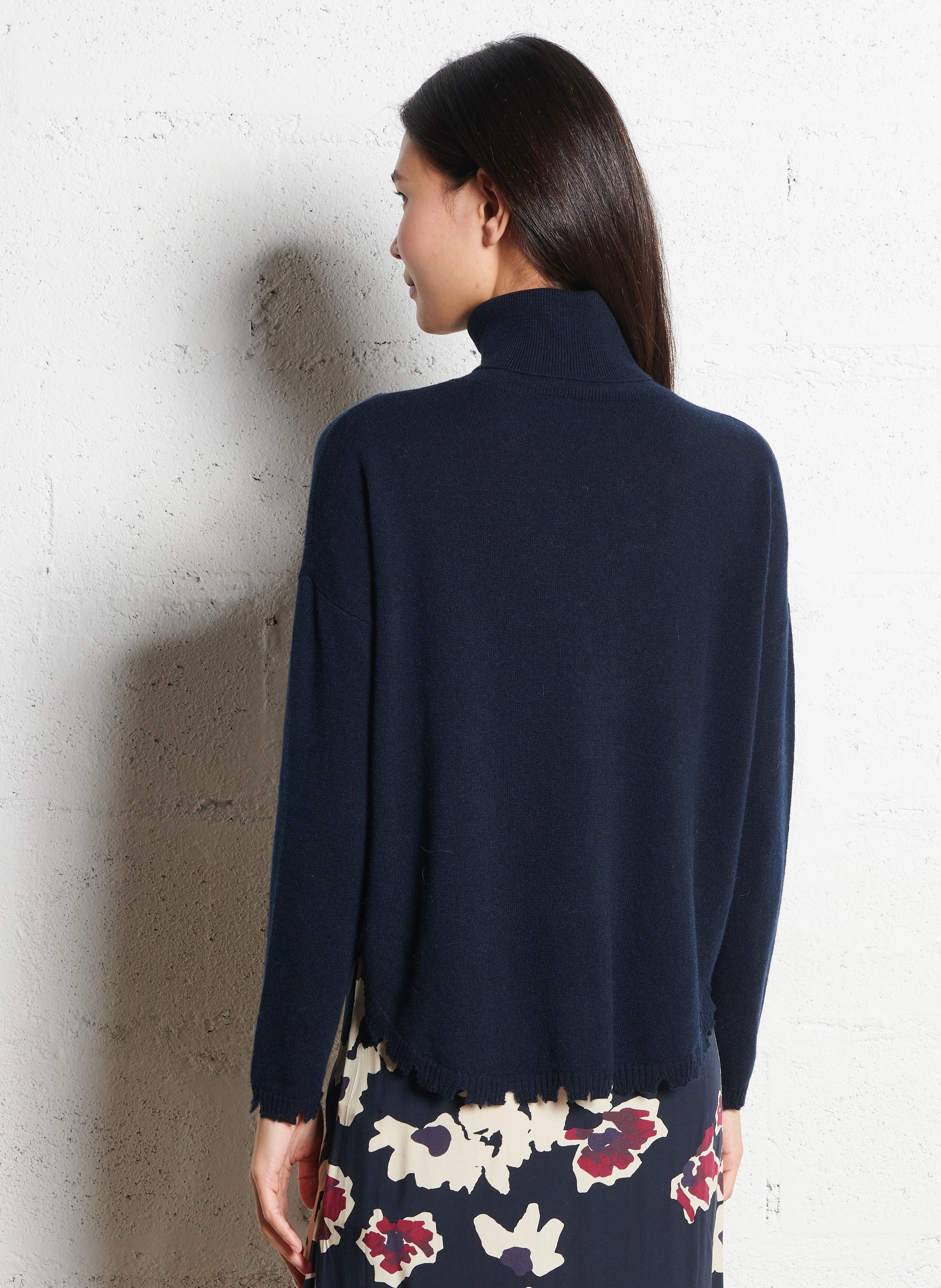 Pull ample col roulé en cachemire KUJTEN Bleu