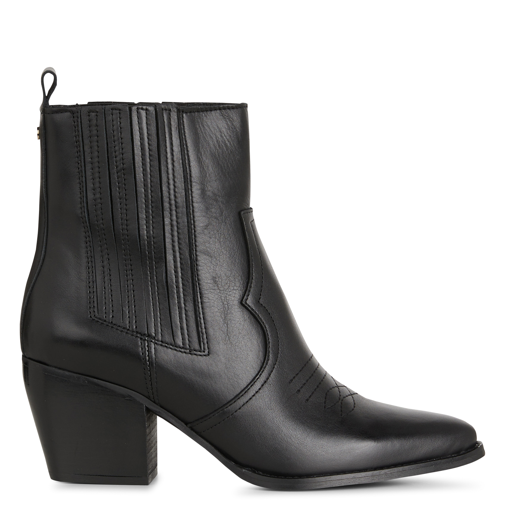 Western Chelsea Leather Ankle Boots COSMOPARIS Black