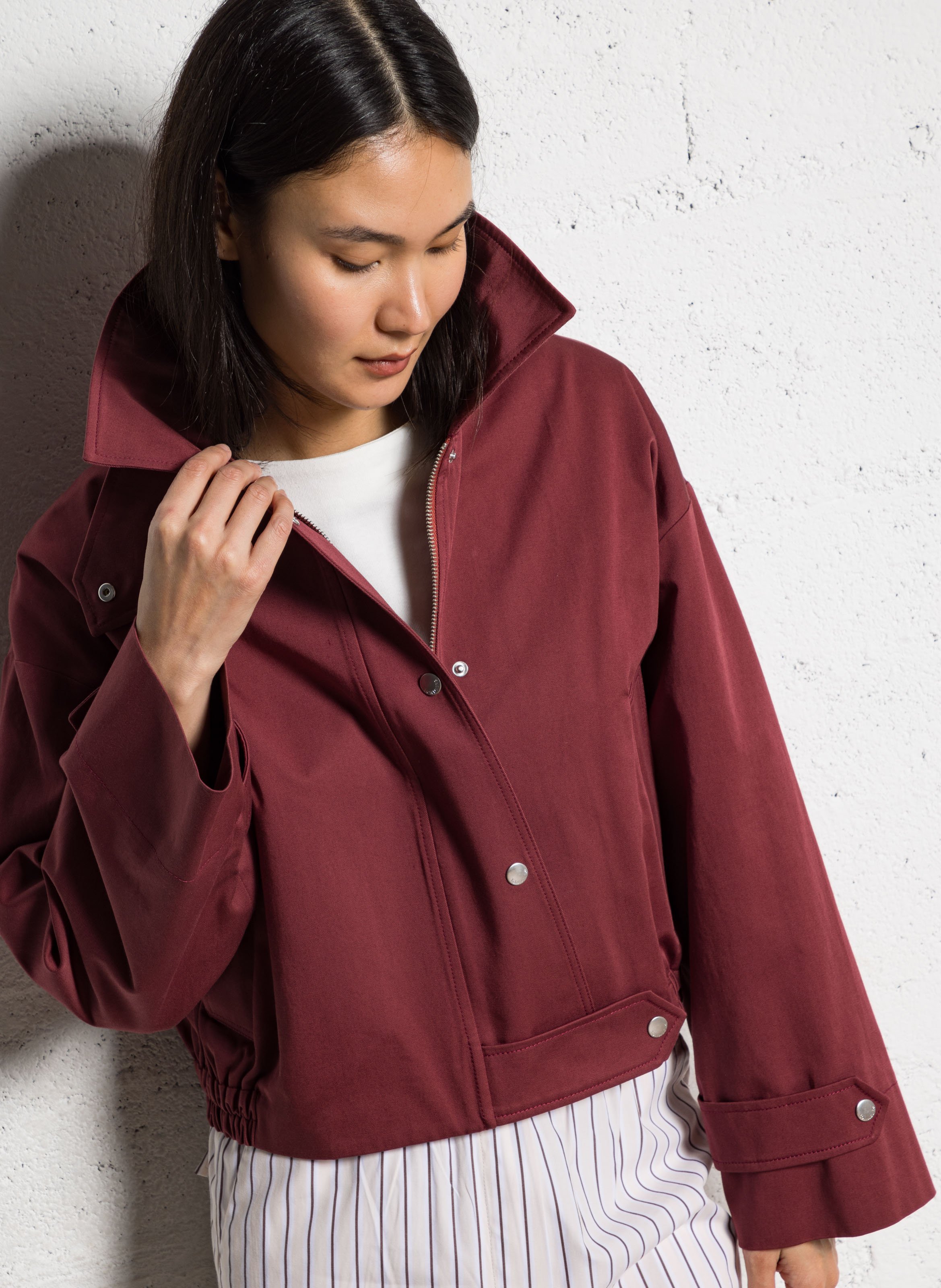 Long wool-blend trench coat with tailored collar MARGAUX LONNBERG Red