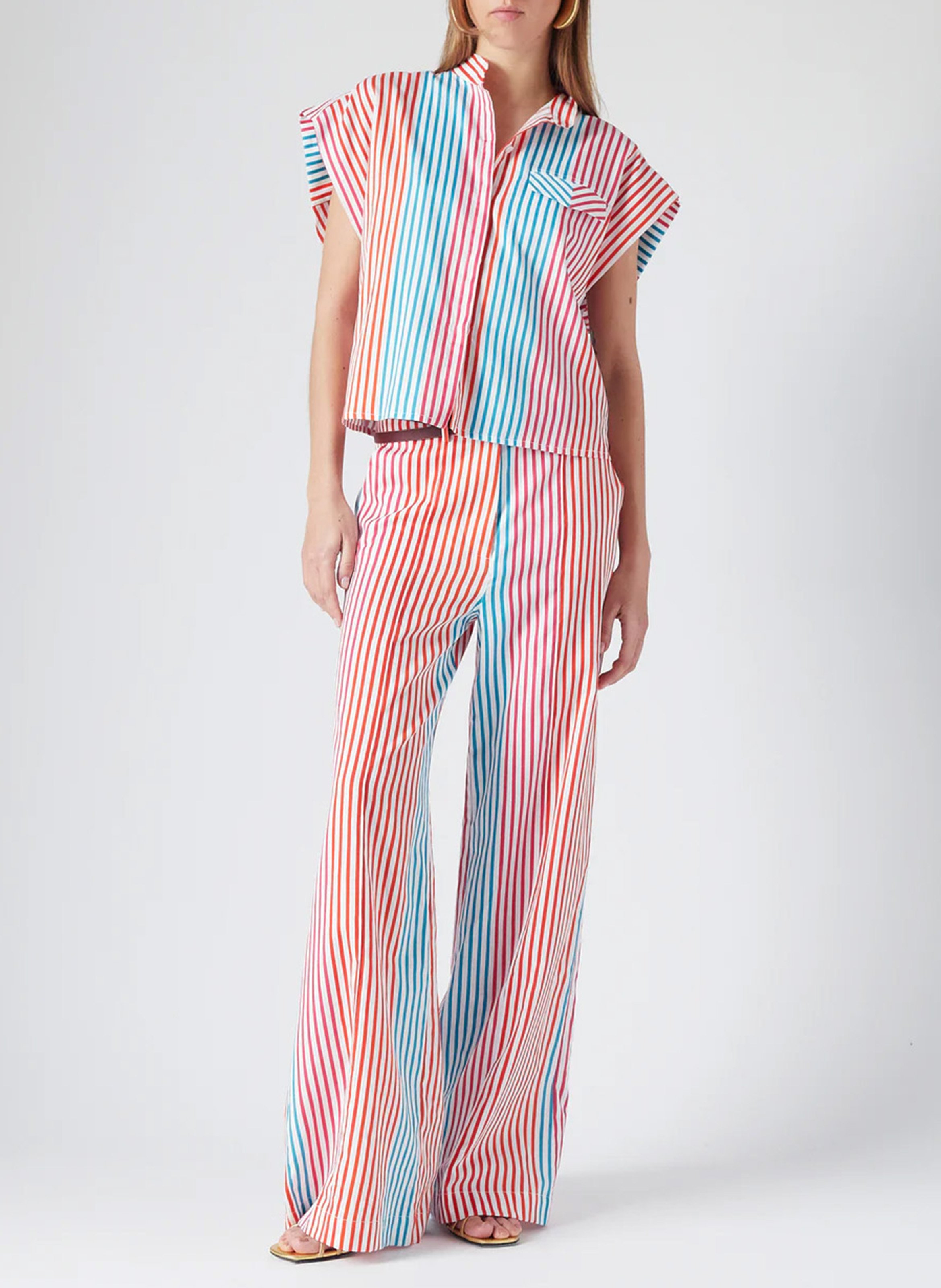 High-waisted wide-leg striped pants THE LABEL EDITION Multicolored
